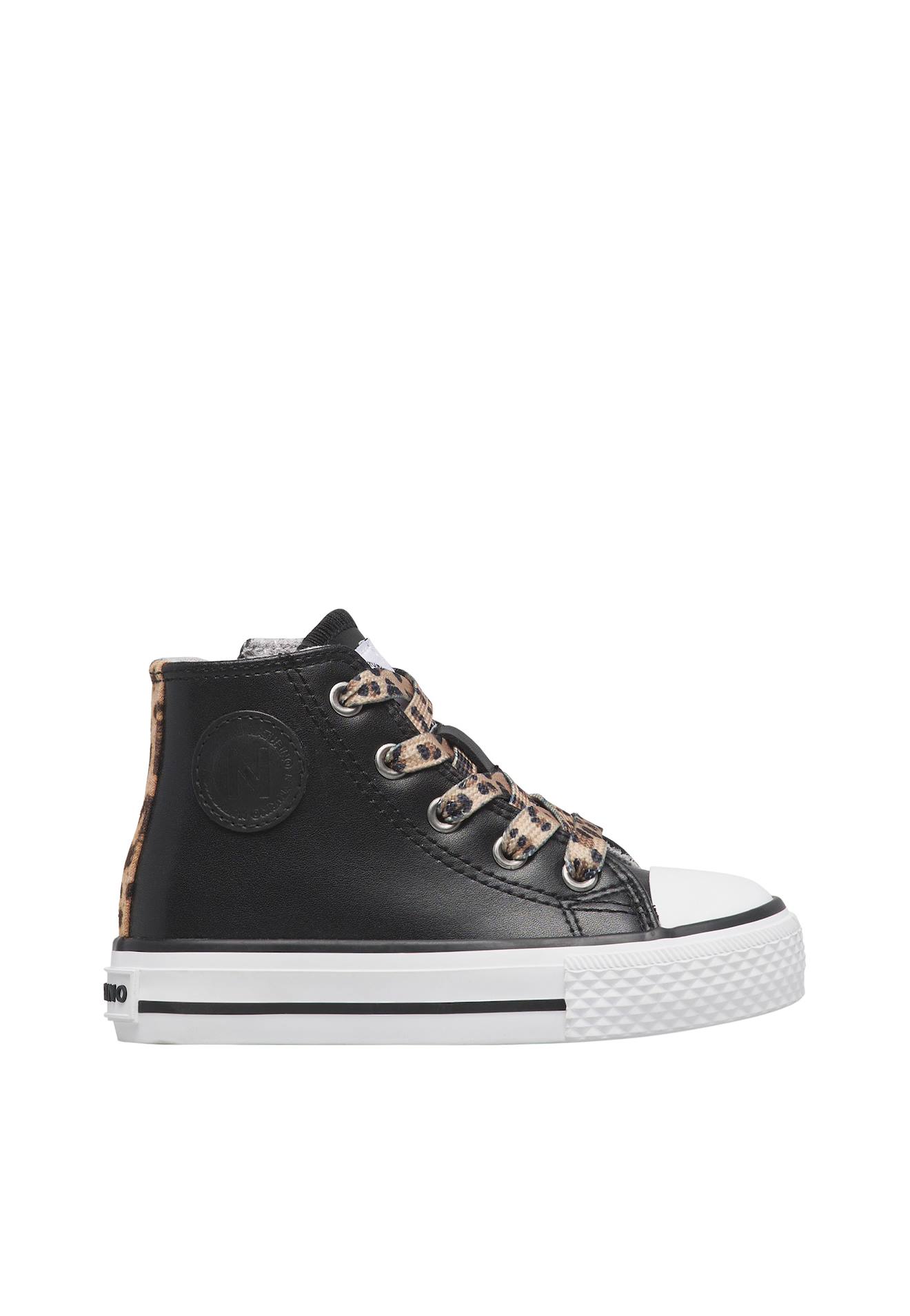 Baskets Hautes En Cuir Ylfas. Noir-beige