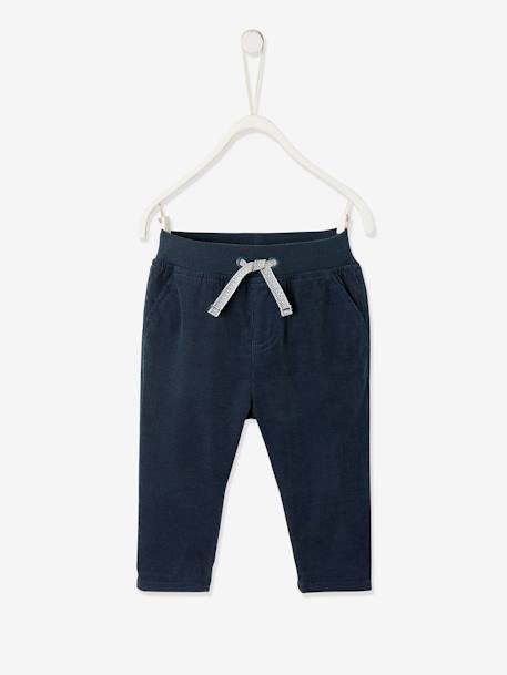 Pantalon Bebe Garcon En Velours Cotele Bleu Nuit Vertbaudet