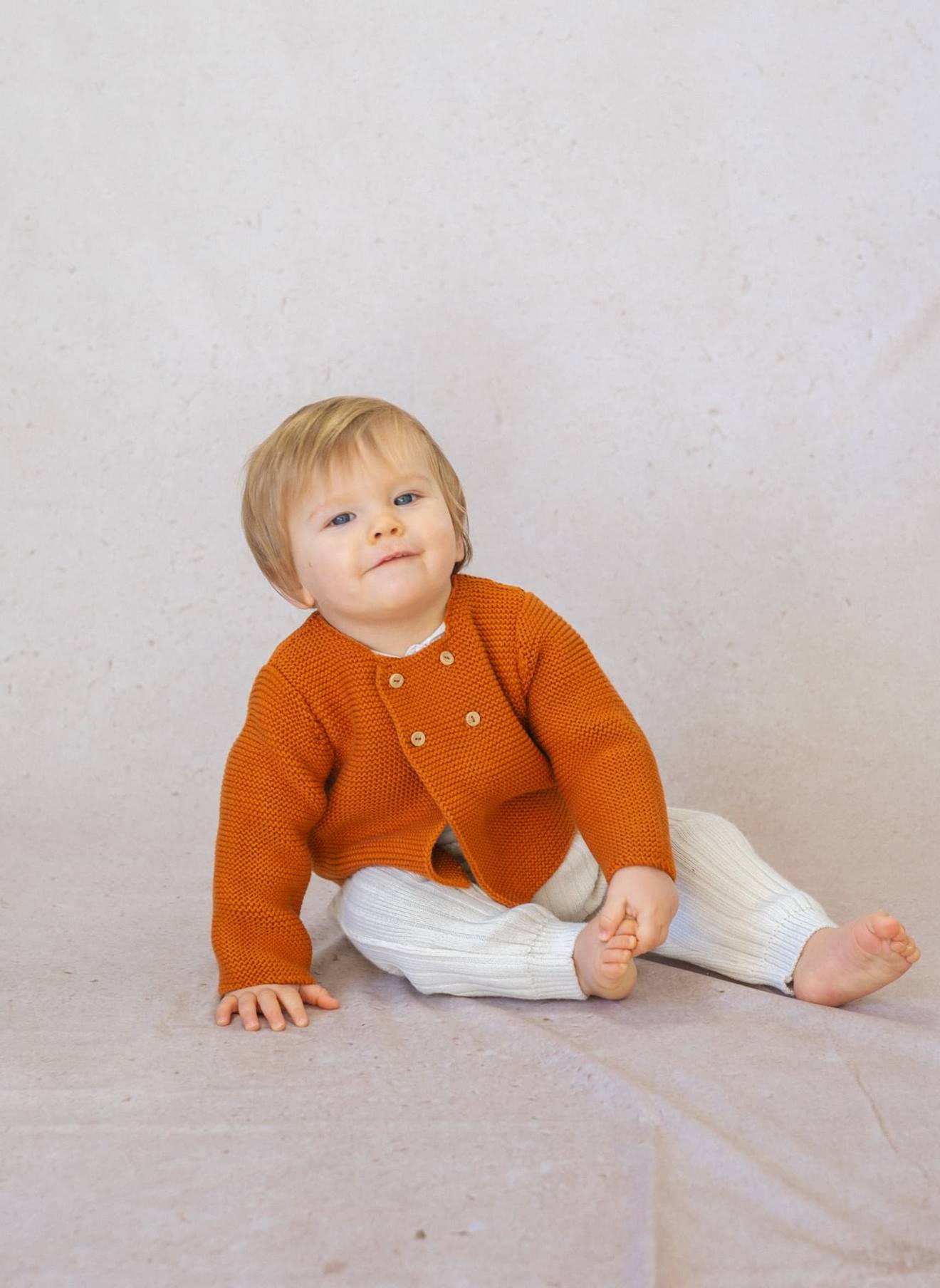 Cardigan Bébé 4 Boutons Coton Bio Citrouille (marsala)