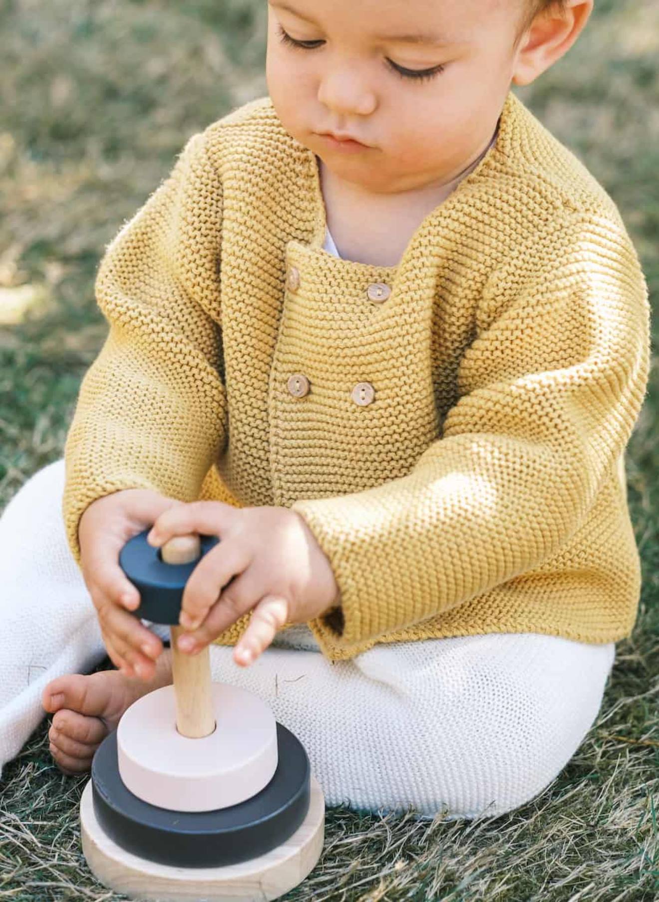 Cardigan Bébé 4 Boutons Coton Bio Moutarde