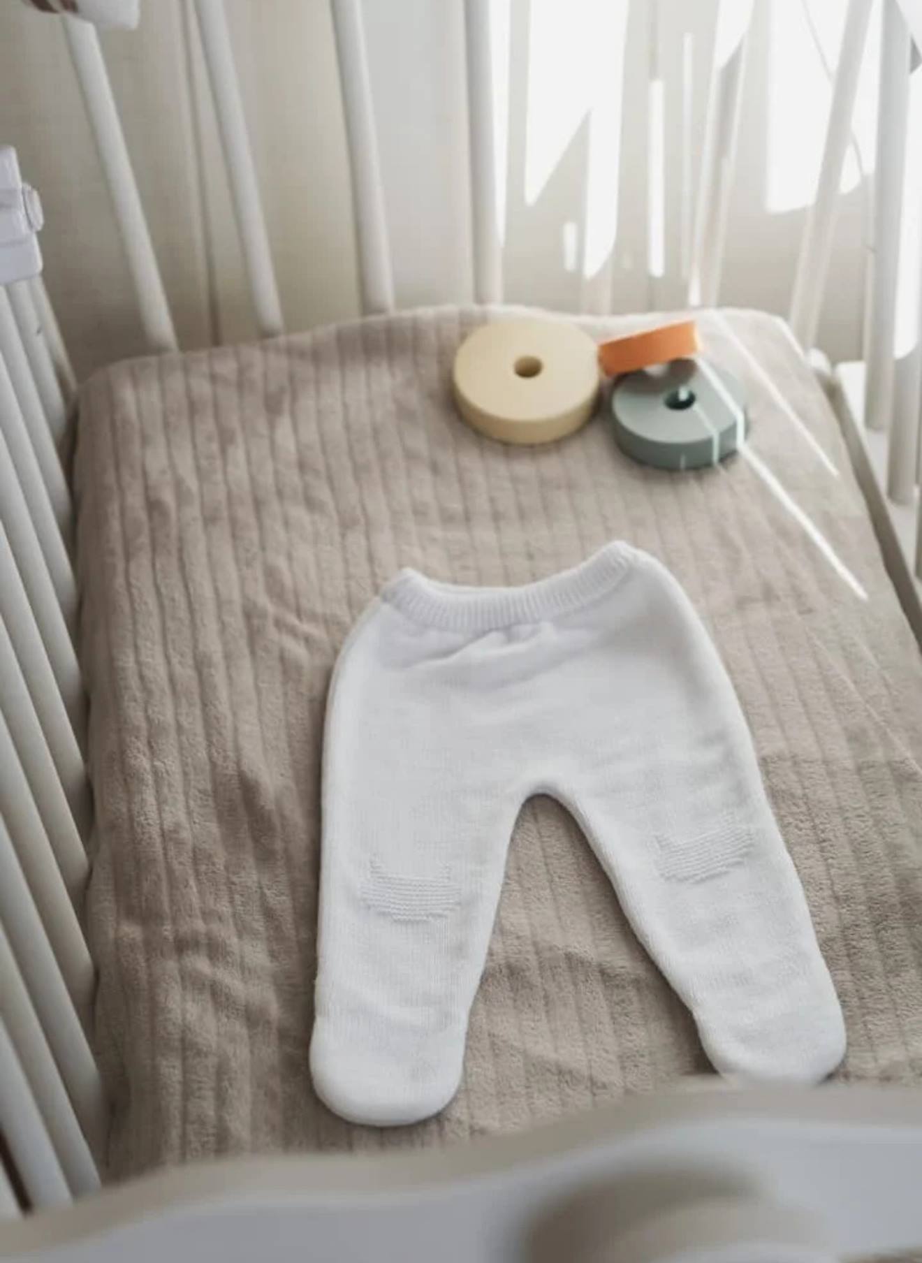 Pantalon À Pieds En Coton Bébé Blanc