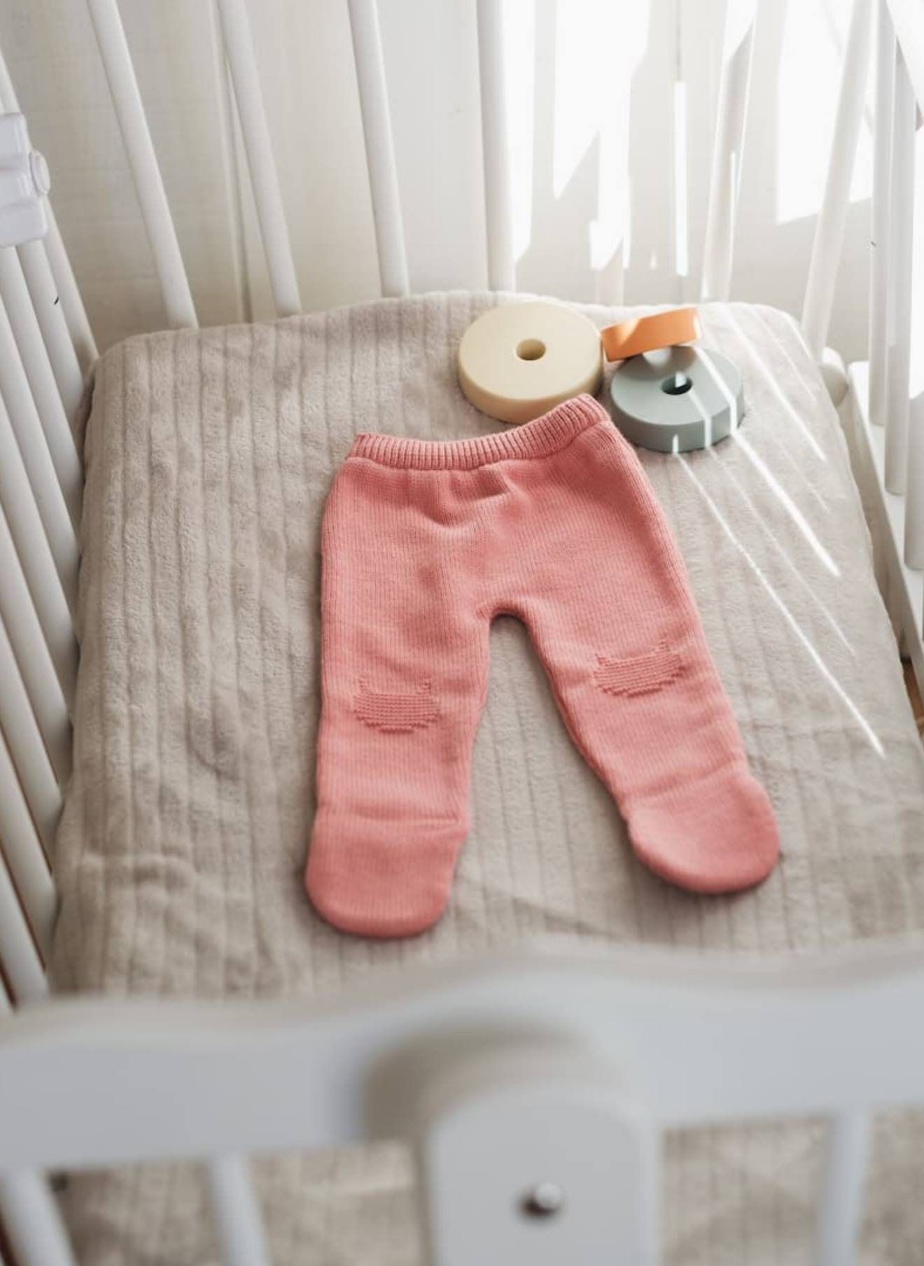 Pantalon À Pieds En Coton Bébé Bouton De Rose