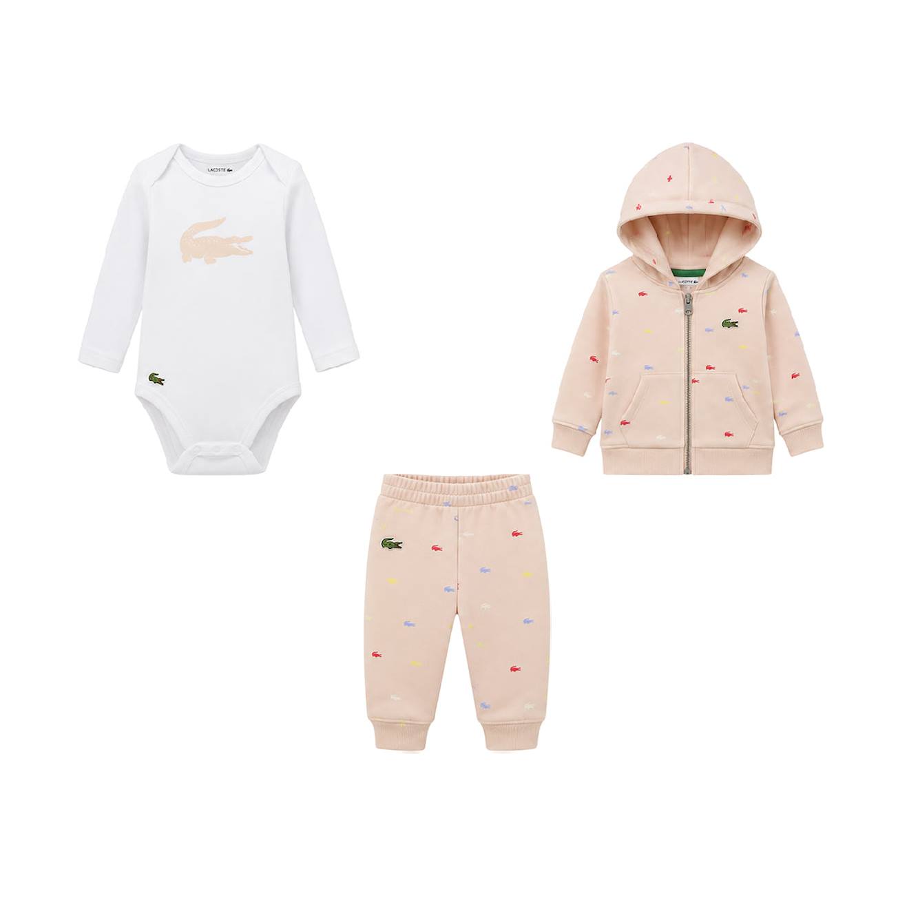 Pack Jogg + Body+ T Bébé En Coton Rose Clair