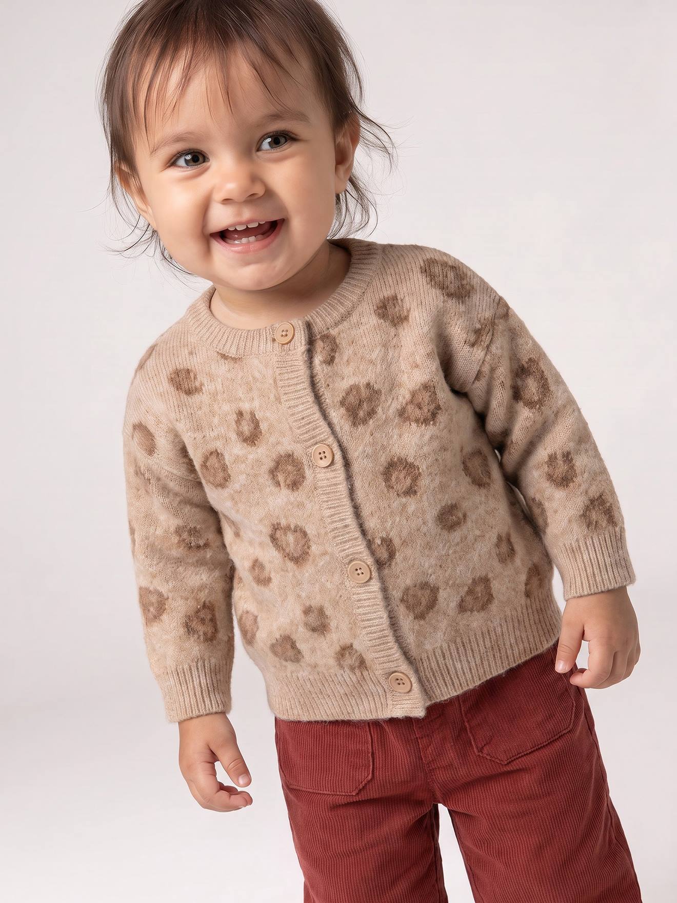 Gilet bébé fille boutonné beige chiné