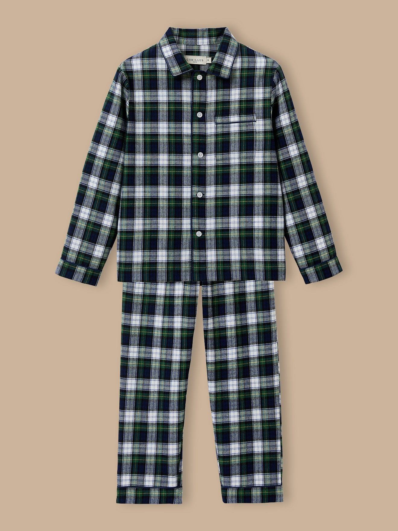 Pyjama Garçon À Carreaux Carreaux Ecossais Vert