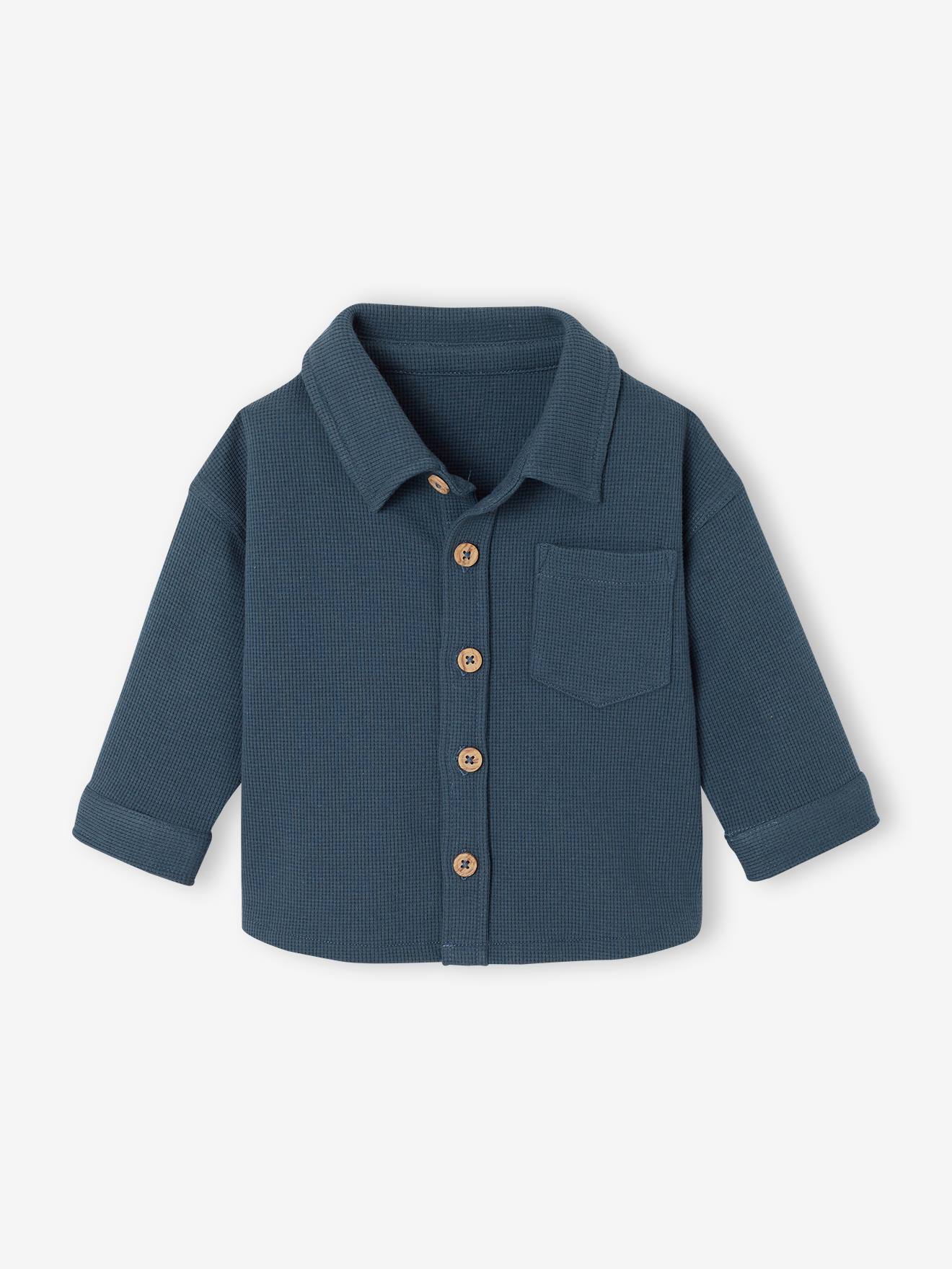 Surchemise bébé garçon manches longues bleu canard