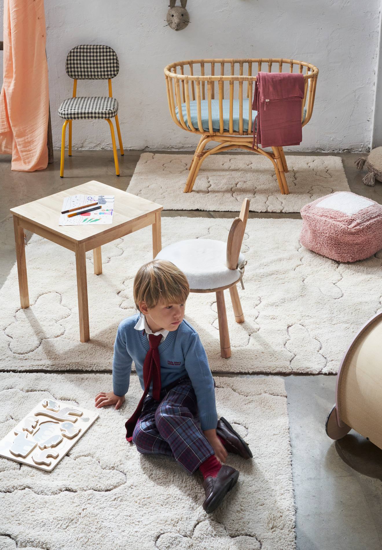 Tapis Enfant Lavable En Coton Rugcycled Clouds Naturel, Fil Rugcycled (Lorena Canals) - Image 3