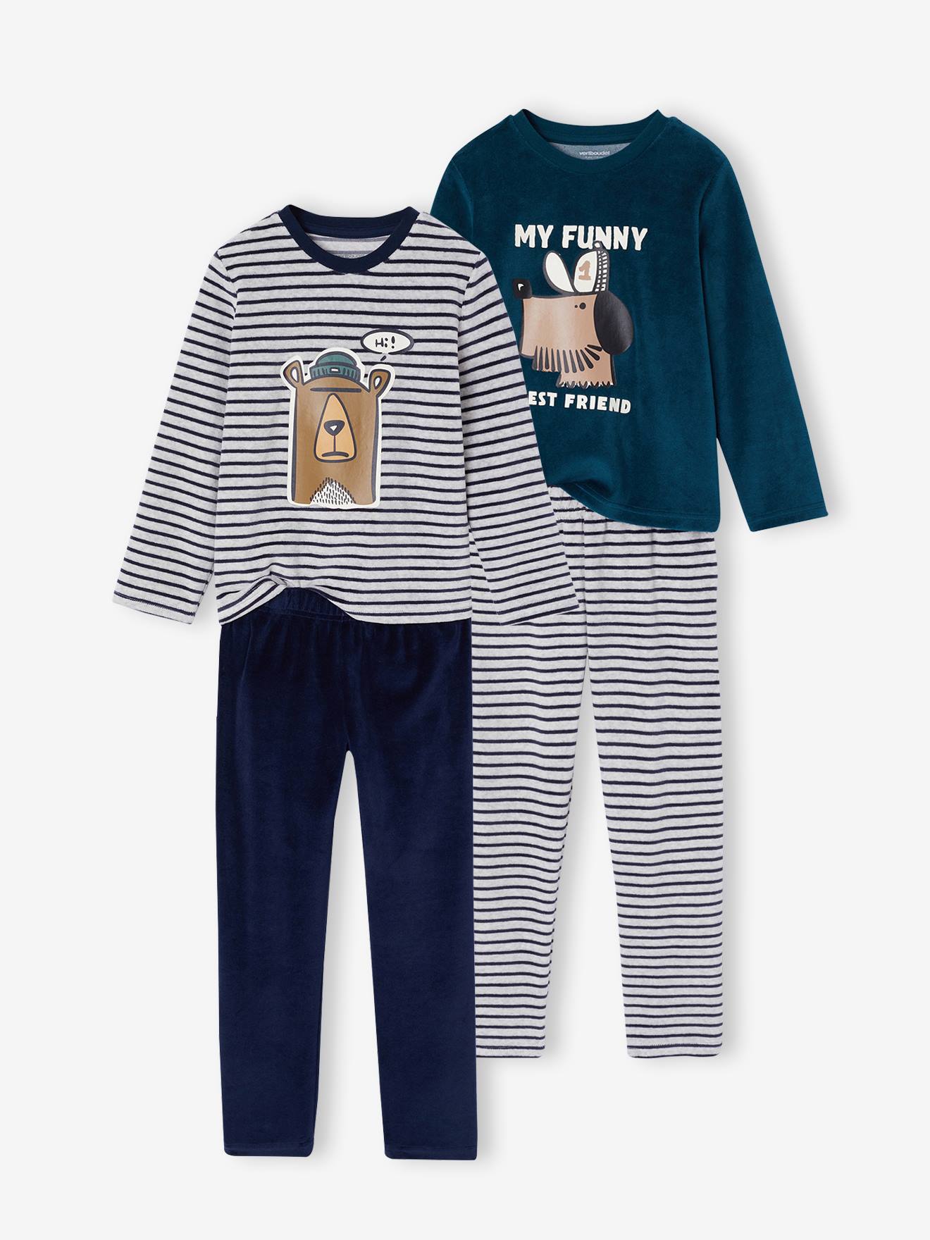 Lot de 2 pyjamas garçon velours marine