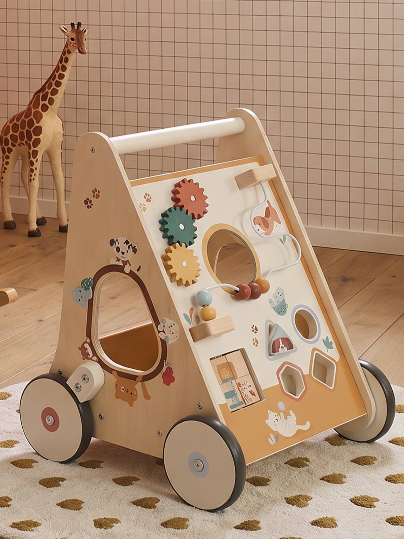 Chariot de marche avec freins en bois FSC® big family (Vertbaudet) - Couverture