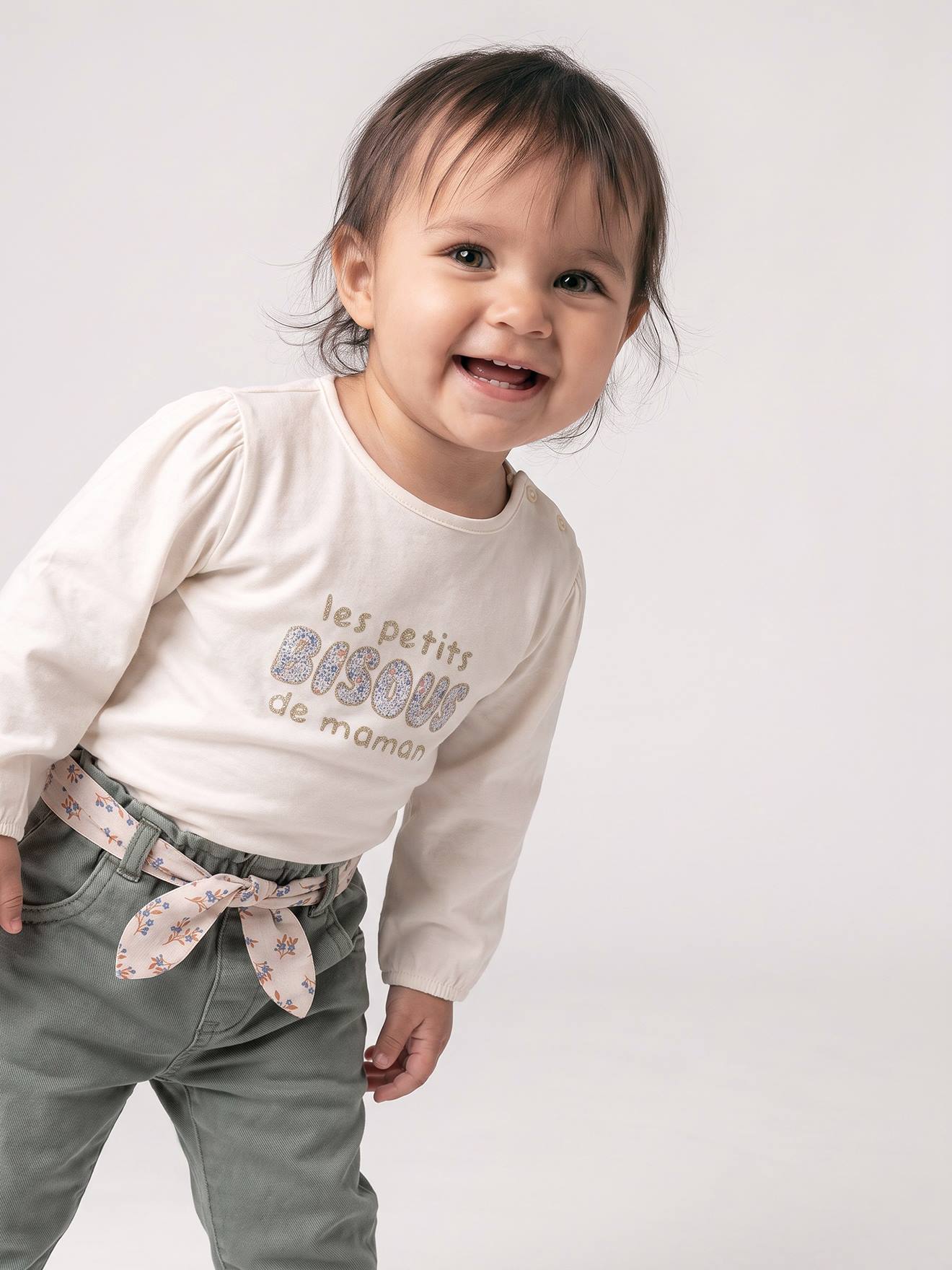 T-shirt manches longues bébé fille écru