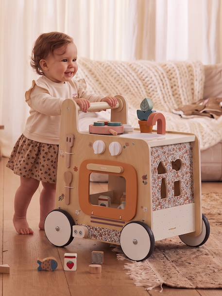 Vertbaudet - Ma première cuisine chariot de marche en bois FSC® rétro flower