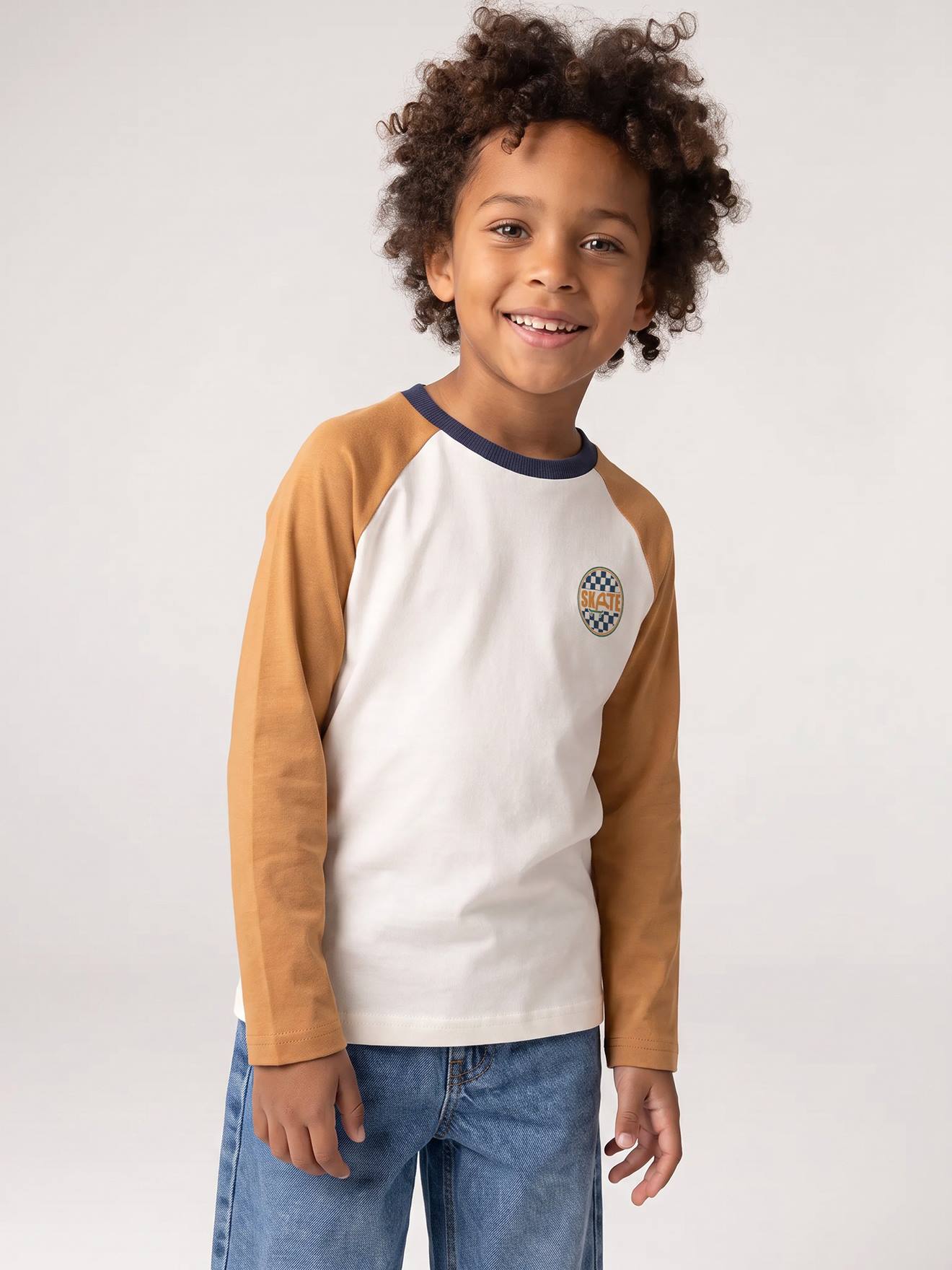 T-shirt manches longues garçon ocre