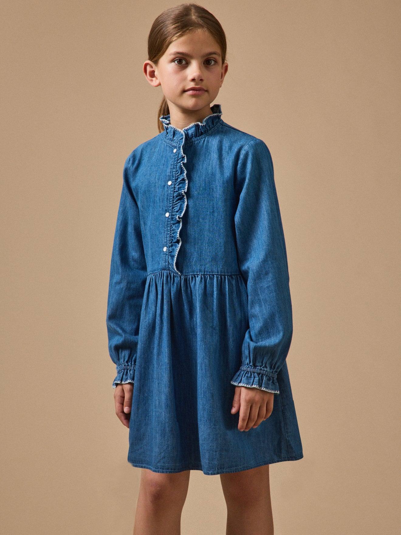 Robe En Denim Fille Denim Bleu