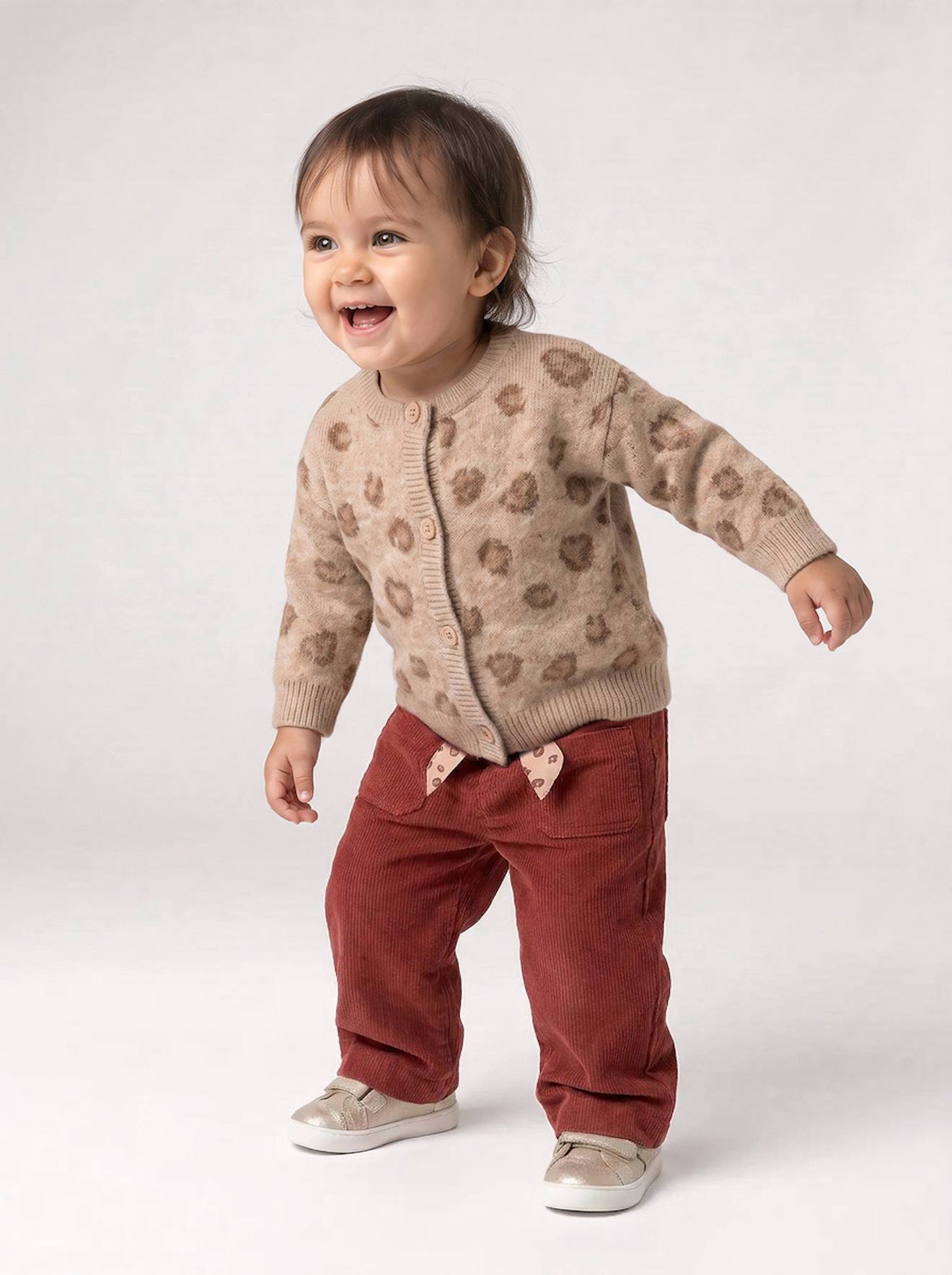 Pantalon large bébé fille marron