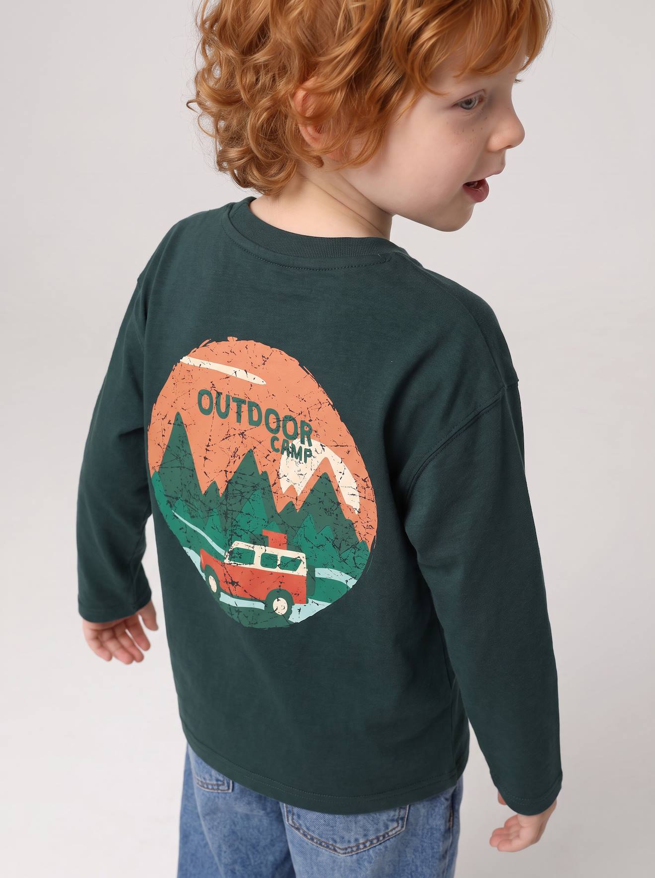 T-shirt manches longues garçon vert sapin