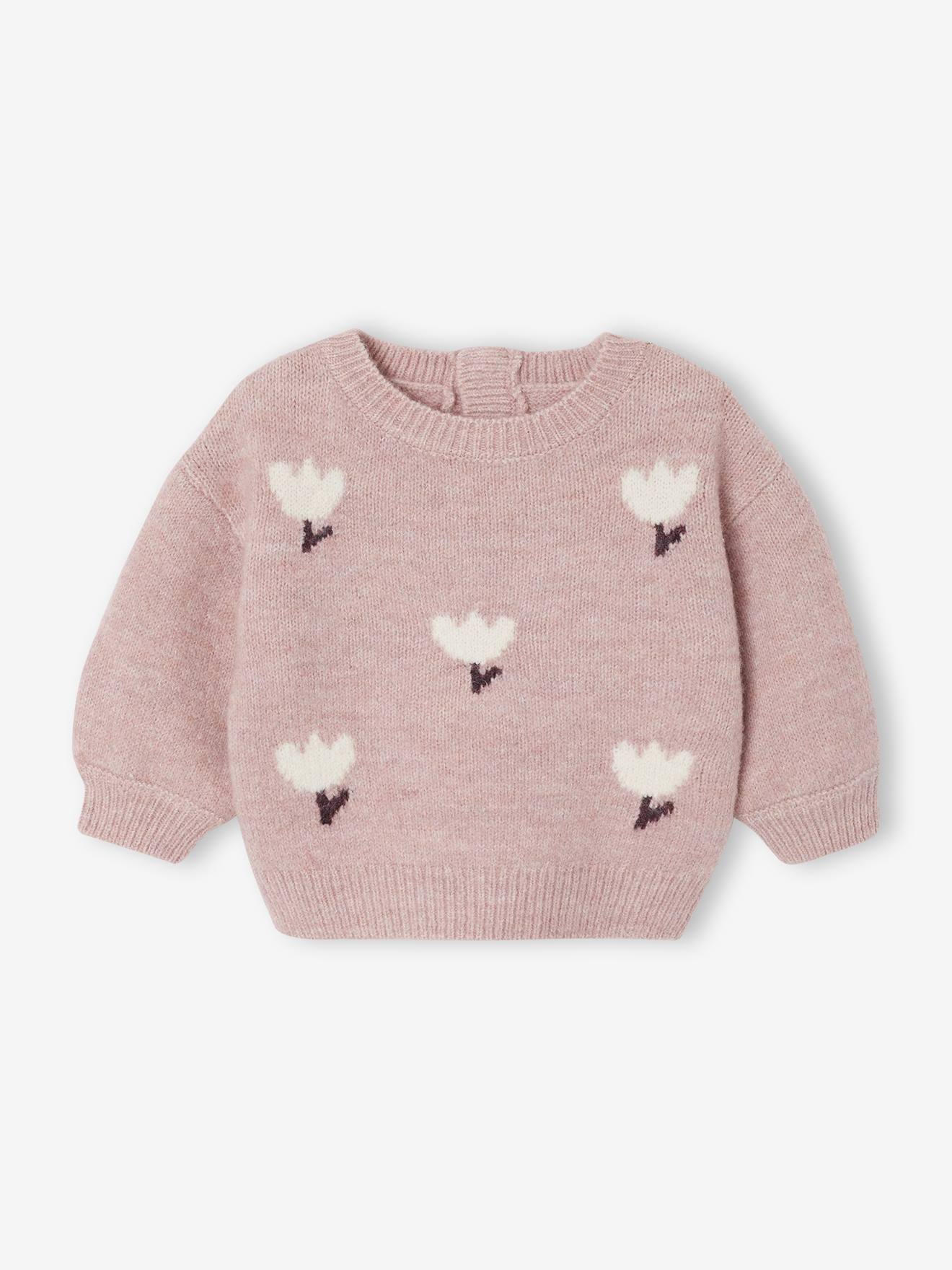 Pull jacquard bébé fille parme