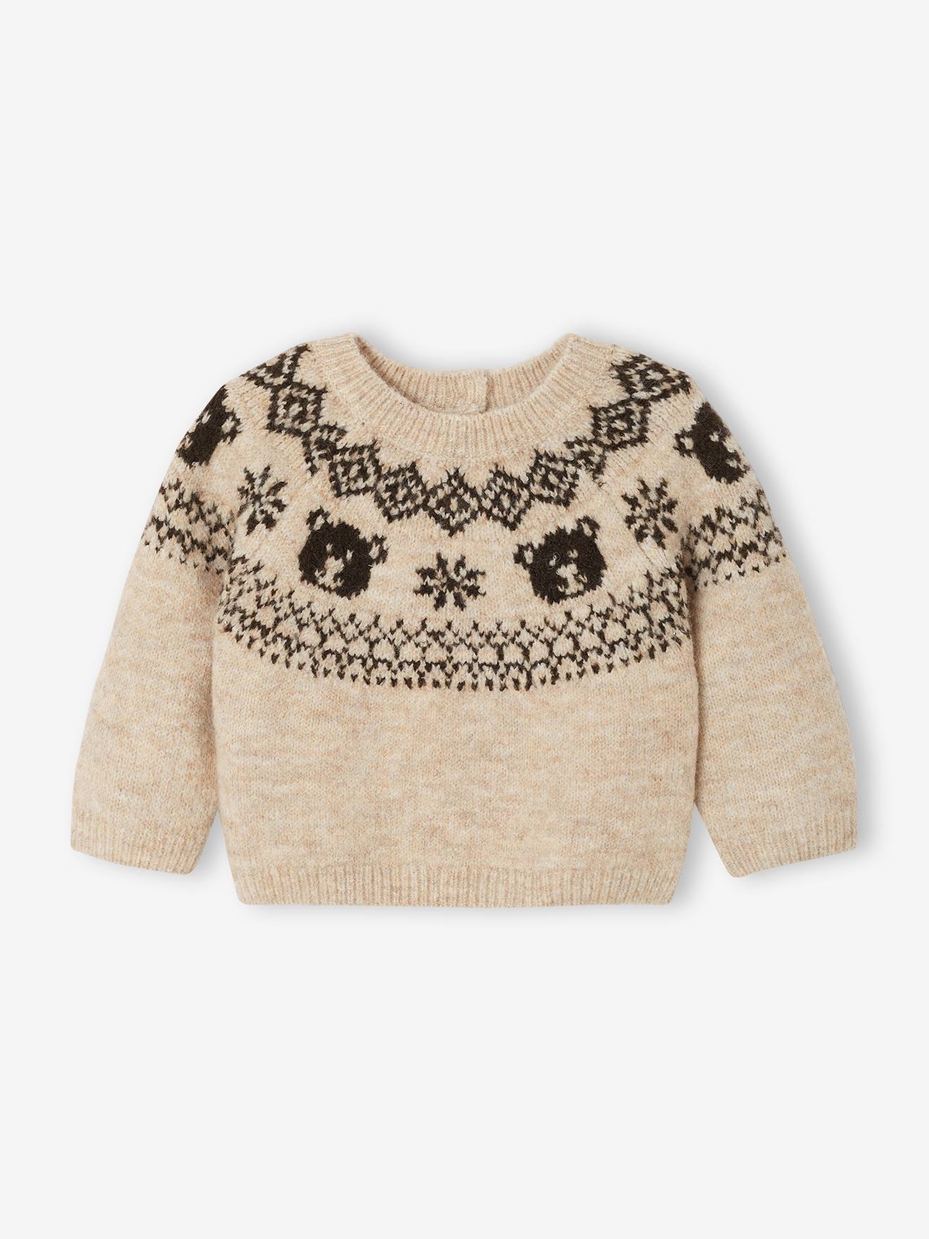 Pull bébé garçon tricot beige chiné