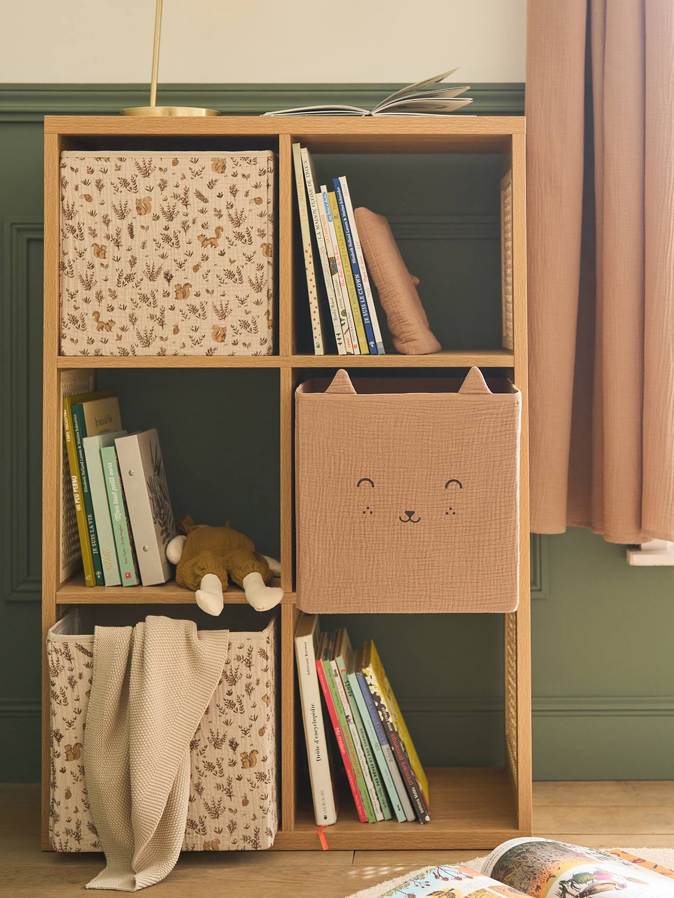 Lot de 3 bacs en gaze de coton beige Lot de 3 bacs en gaze de coton beige