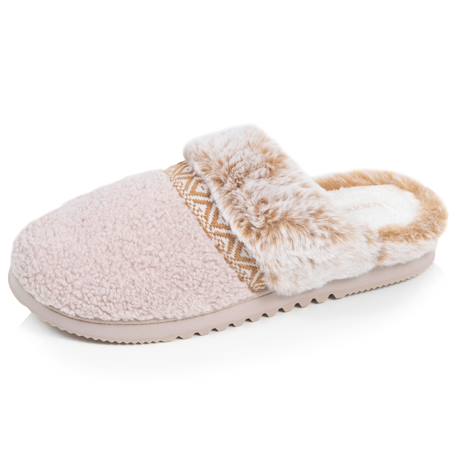 Chaussons mules ultra confortables, en maille bouclette, semelle crantée Beige+Camel+Noir 1 - vertbaudet enfant 