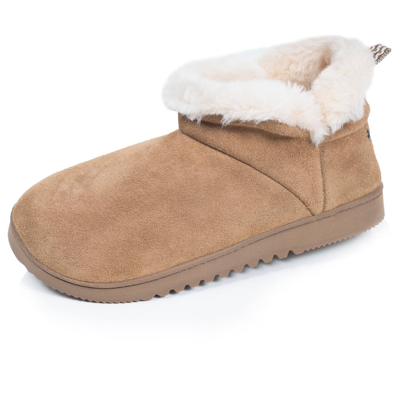 Chaussons Bottillons Cuir Camel Semelle Gomme Crantés Camel