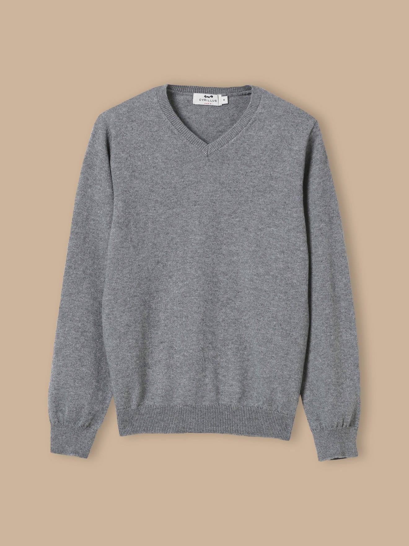 Pull Col V Garçon Gris Chine