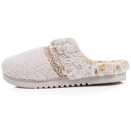 Chaussons mules ultra confortables, en maille bouclette, semelle crantée Beige+Camel+Noir 4 - vertbaudet enfant 