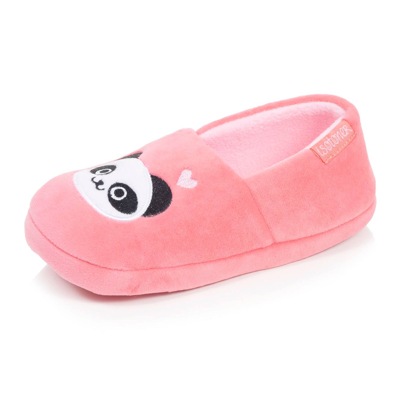 Chaussons Mocassins Microvelours, Semelle Gomme Antidérapante Rose