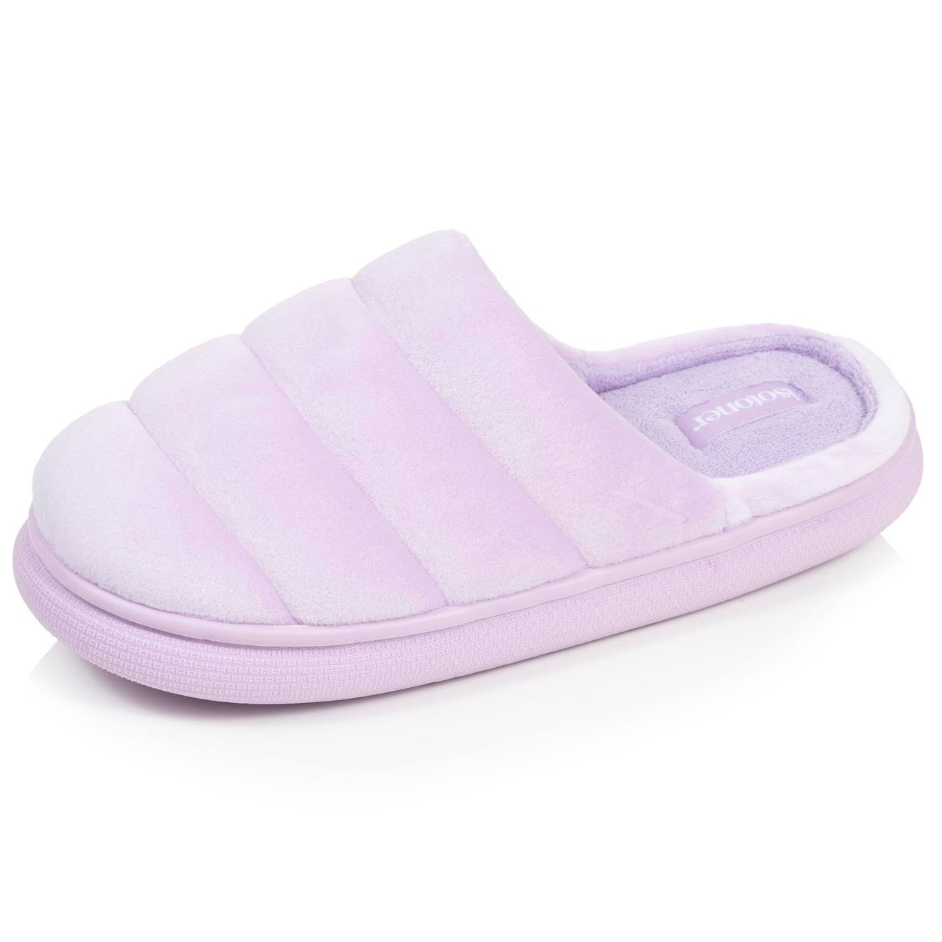 Chaussons Mules Microvelours Semelle Bloup Extra Confort Lilas