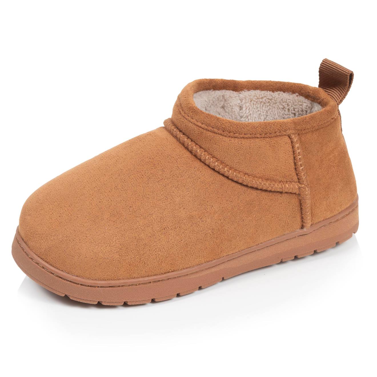 Chaussons Bottillons Suédine - Semelle Crantée Camel