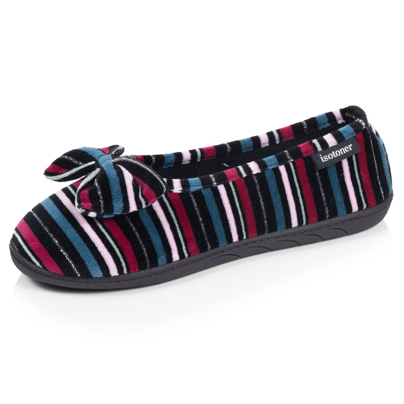 Chaussons Ballerines Microvelours Semelle Ergonomique, Mousse À Mémoire Forme Rayures Canard