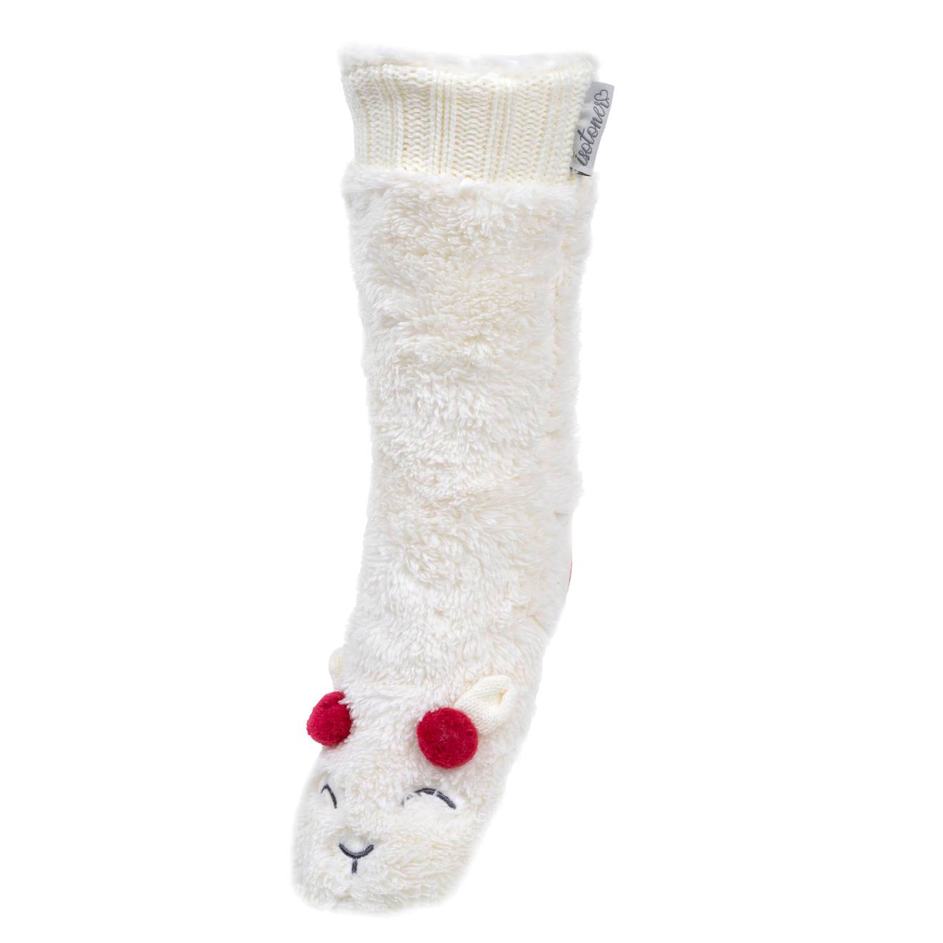 Chaussettes D'intérieur Sherpa, Picots Antidérapants Ivoire