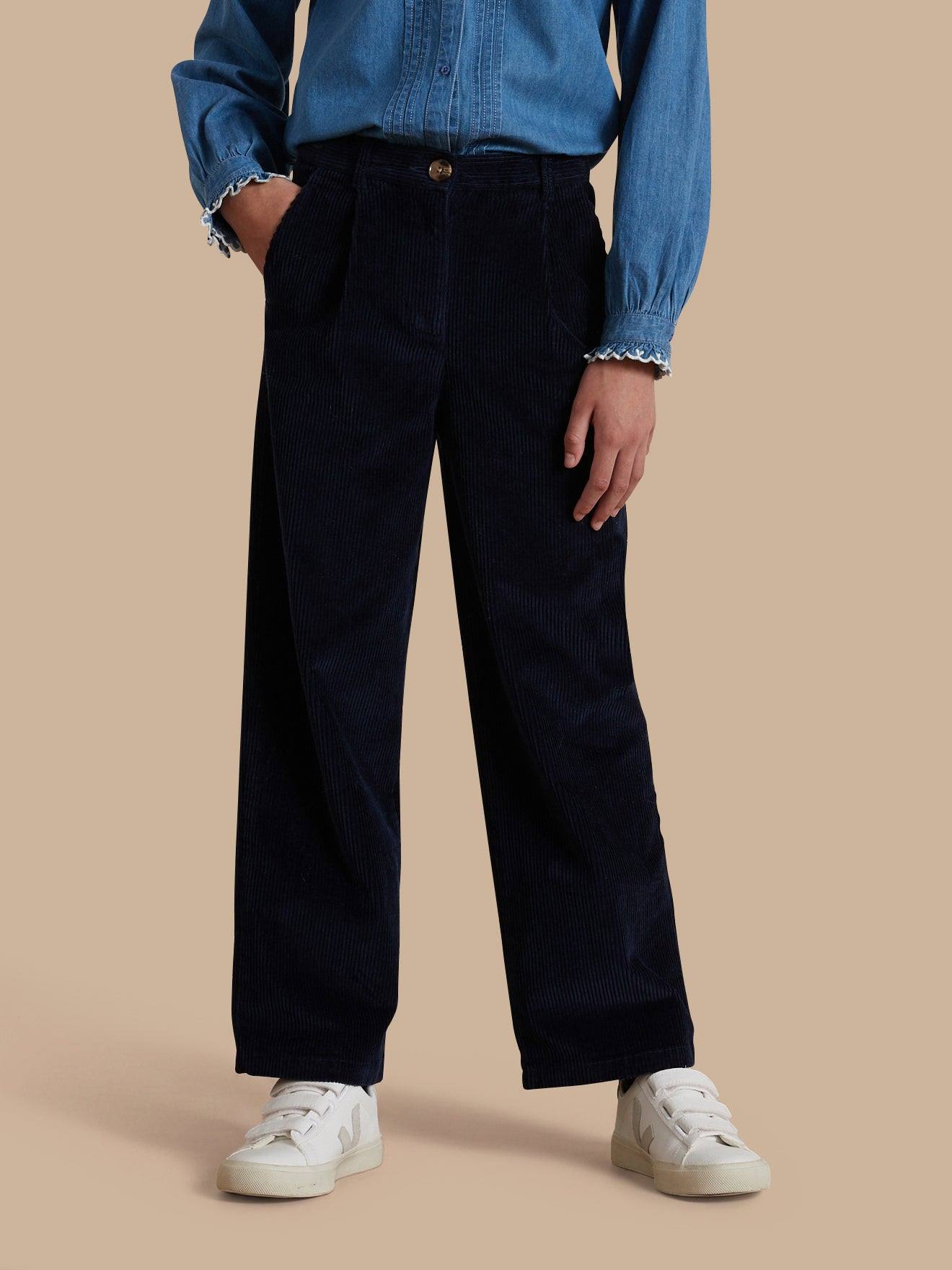 Pantalon Flare En Velours Marine