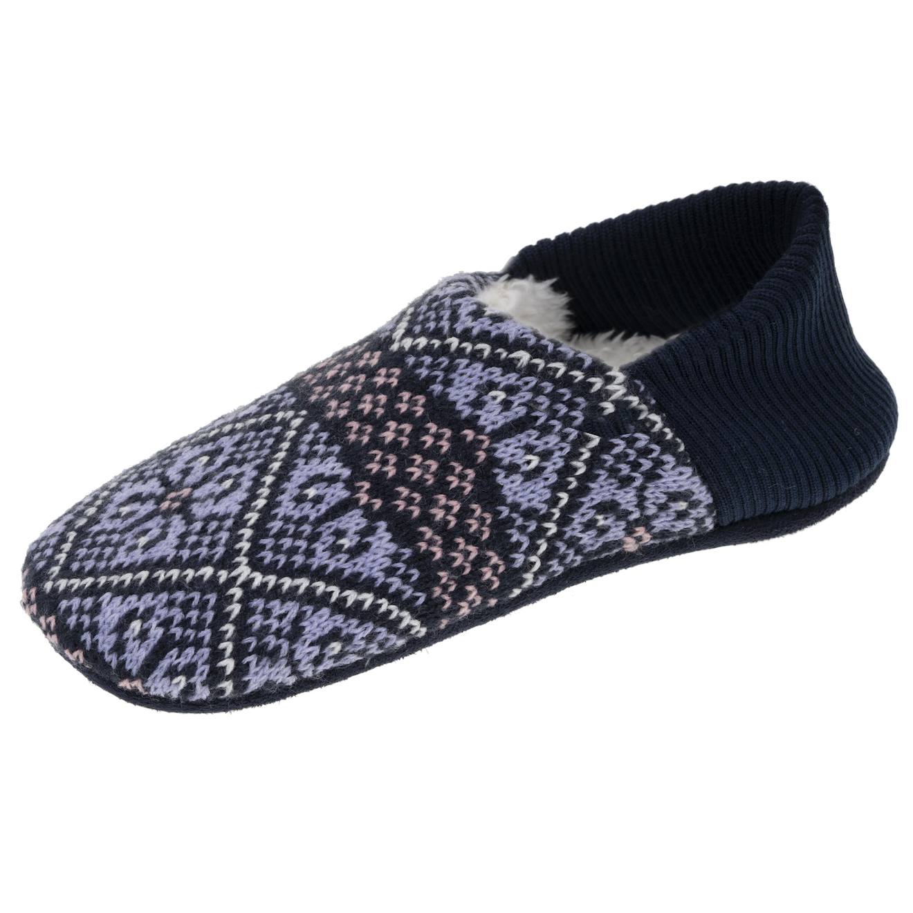 Chaussettes D'intérieur Maille Jacquard, Picots Antidérapants Jacquard Marine