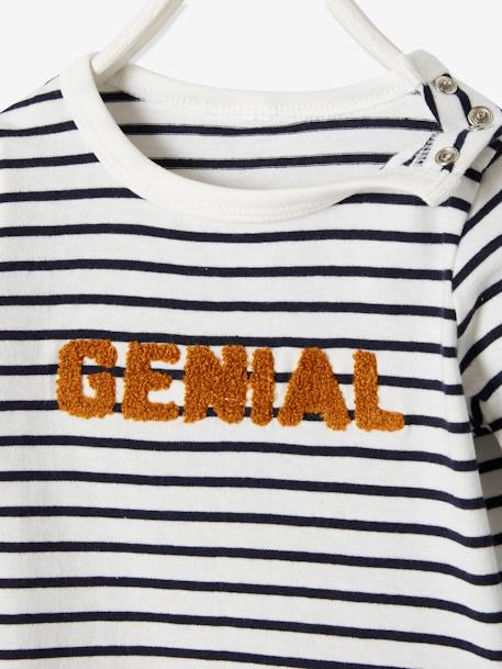 T-shirt bébé garçon message Oeko-Tex® bordeaux rayé+encre rayé+sauge rayé 5 - vertbaudet enfant 