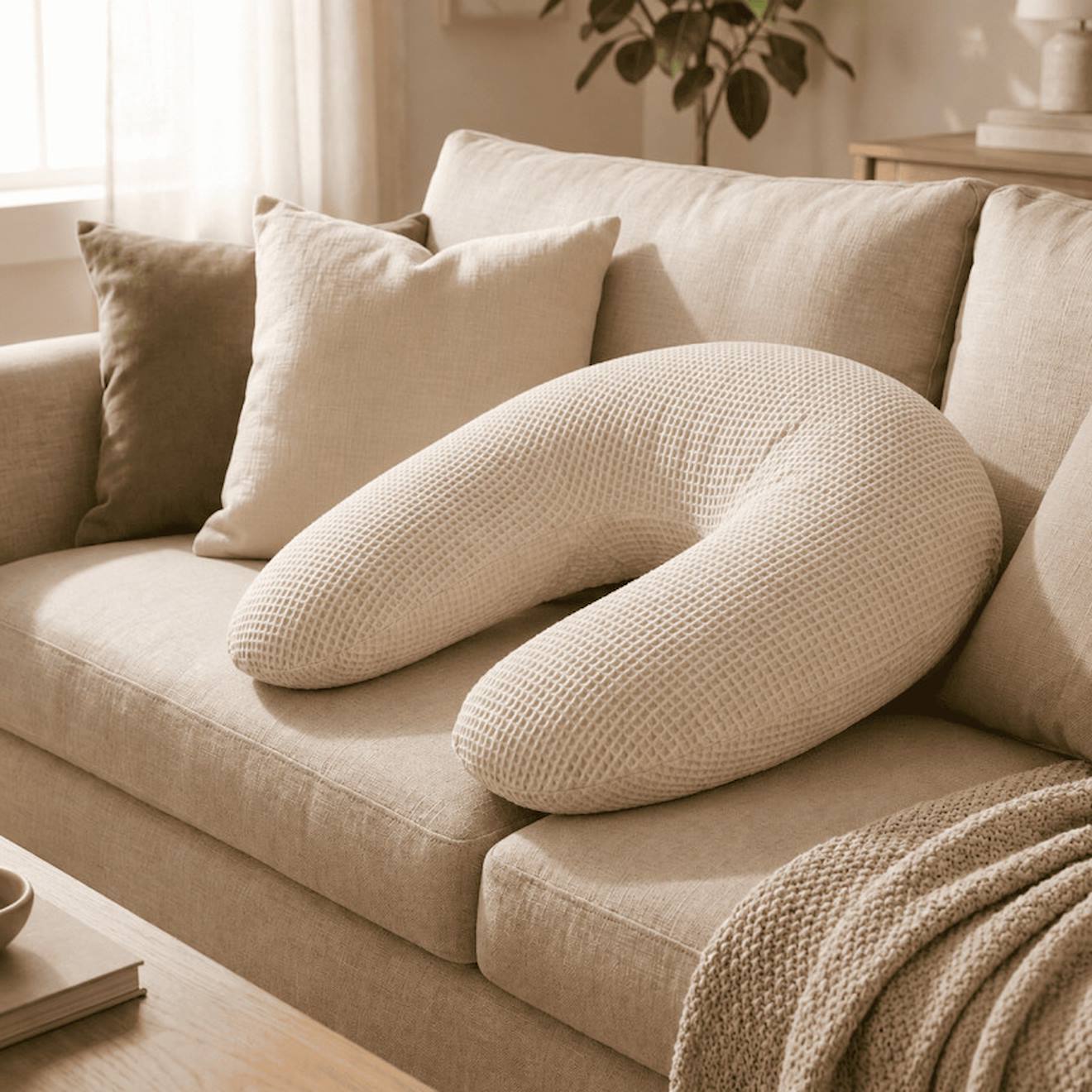 Coussin De Maternité 3 En 1 : Grossesse, Allaitement Et Repos Bébé - Housse 100% Coton - Xxl Beige (babysom) - Couverture