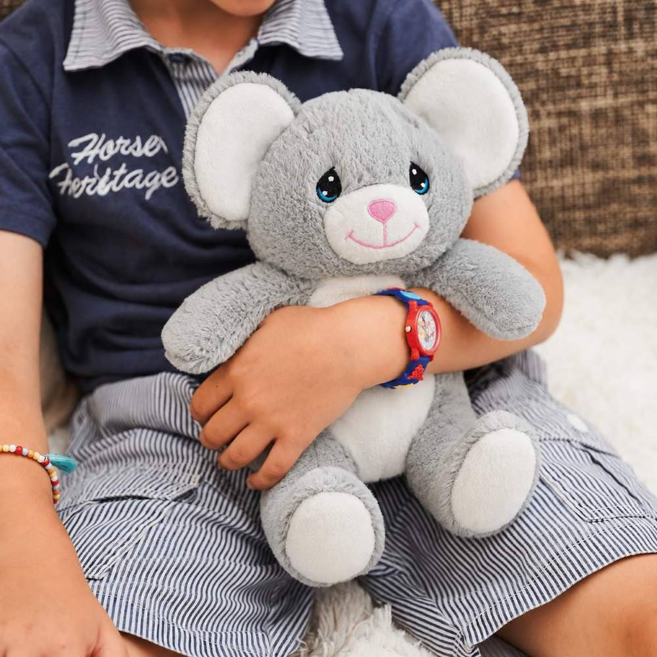 Peluche Bouillotte Souris Gris