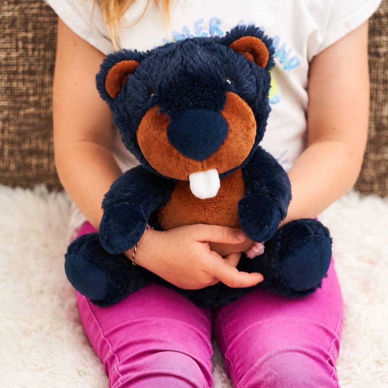 Peluche Bouillotte Castor Bleu