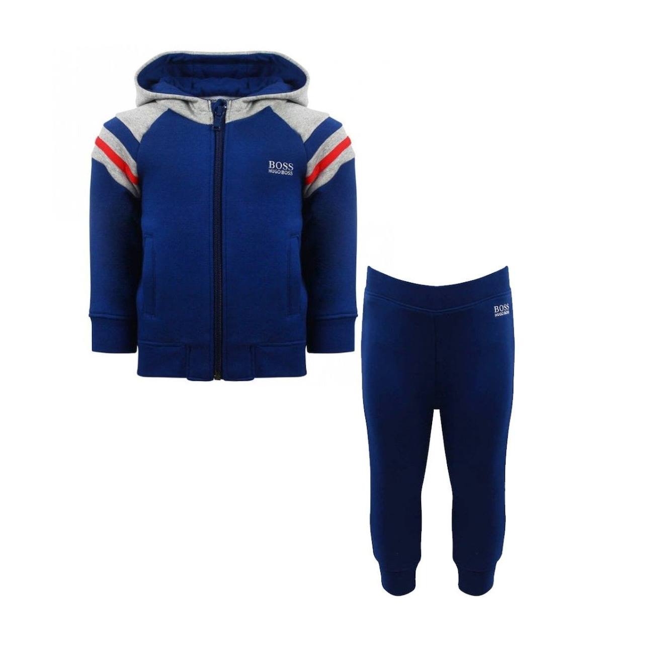 Ensemble De Survêtement Bébé En Coton Bleu, Gris, Orange Ensemble De Survêtement Bébé En Coton Bleu, Gris, Orange