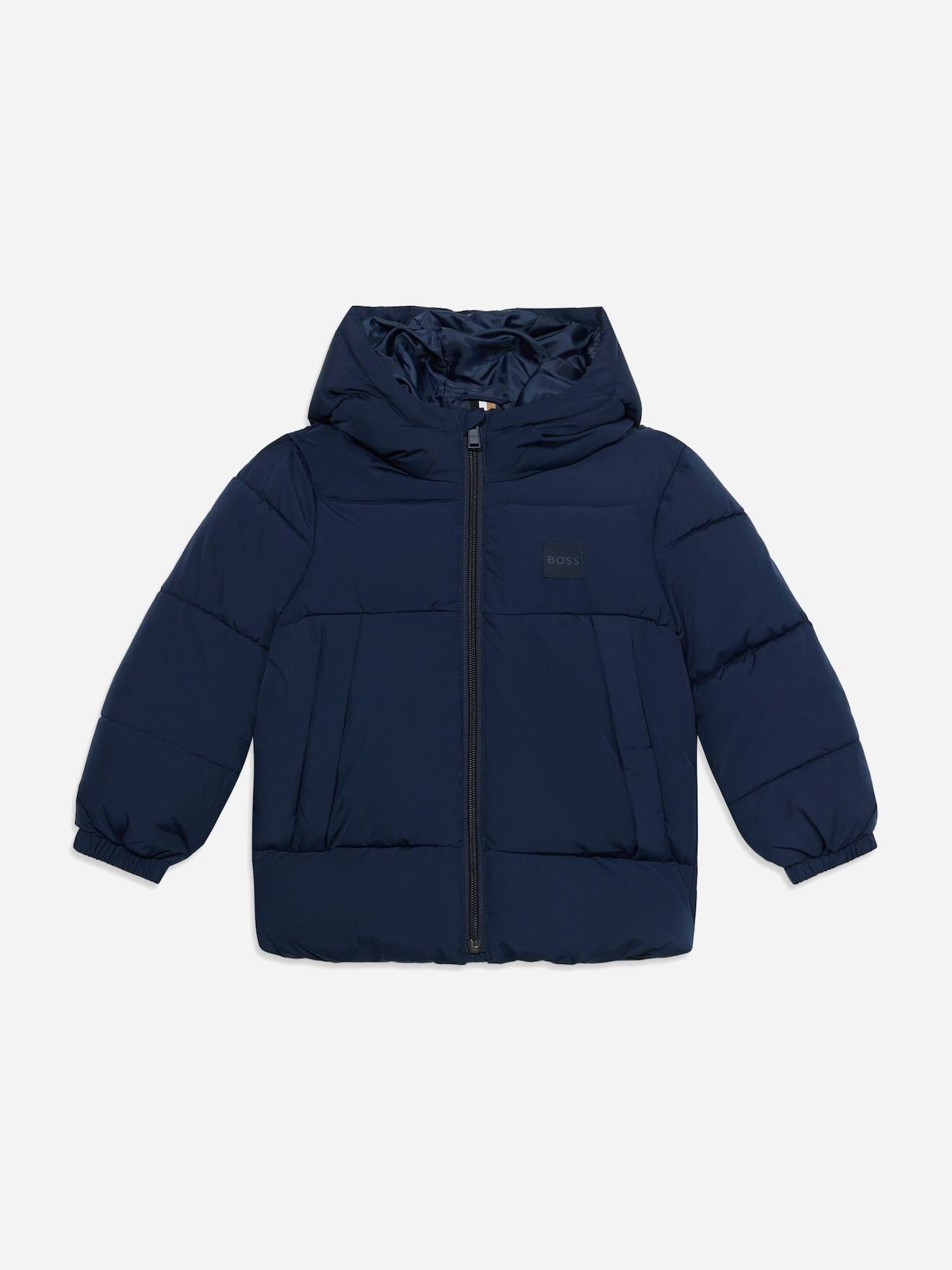 Doudoune Garçon À Capuche Bleu Foncé
