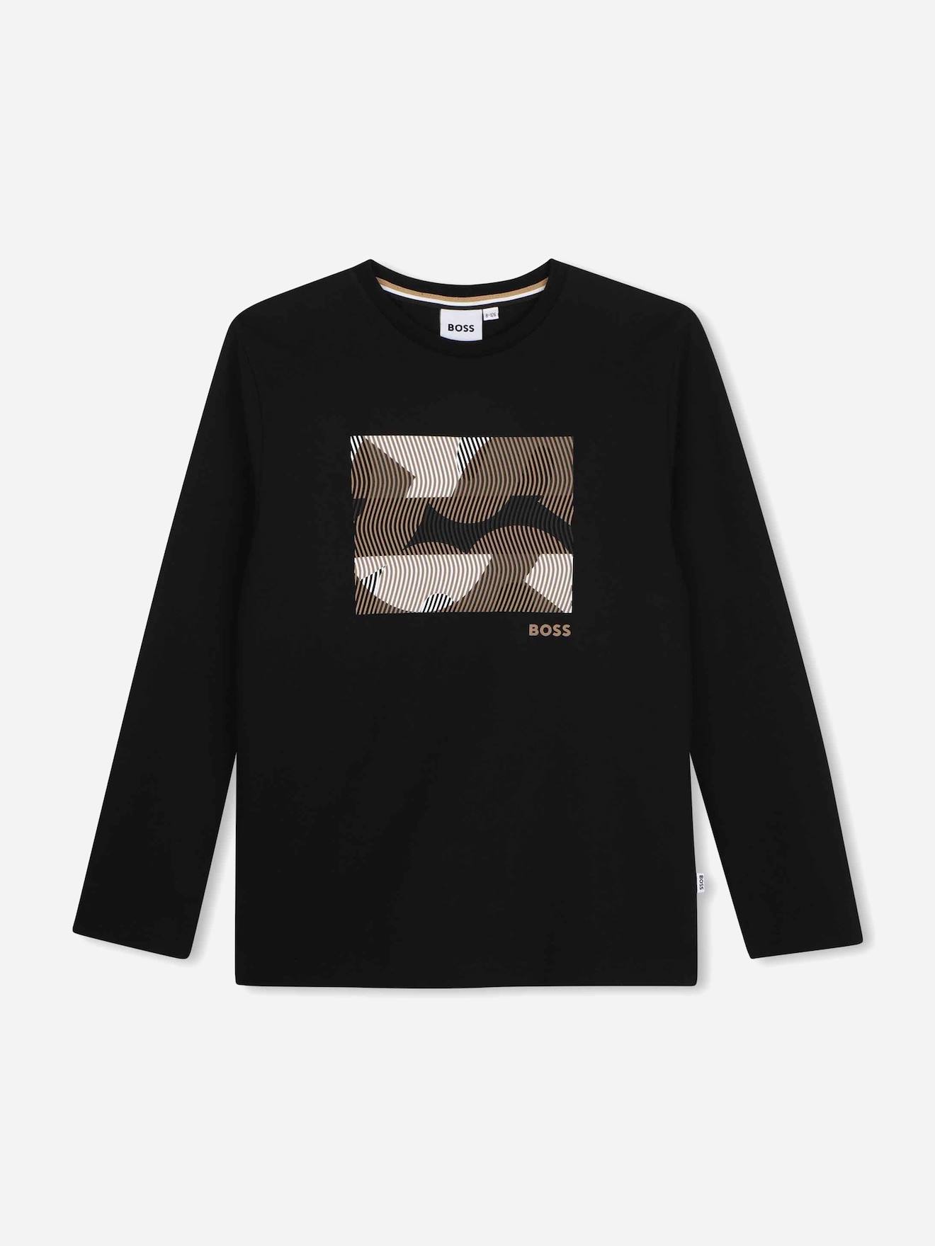 T-shirt Garçon Manches Longues Noir / Beige