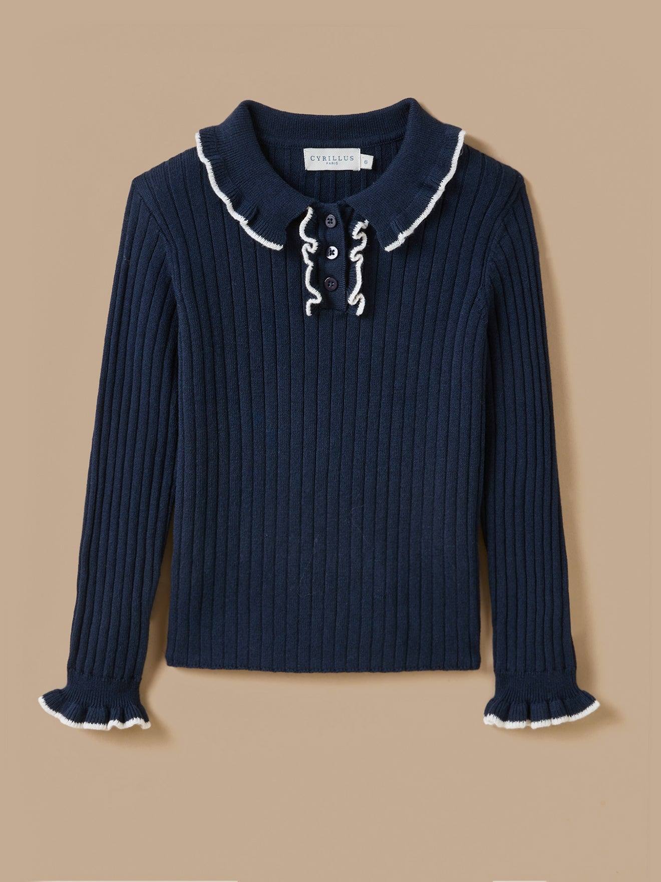 Pull En Fine Jauge Fille Marine