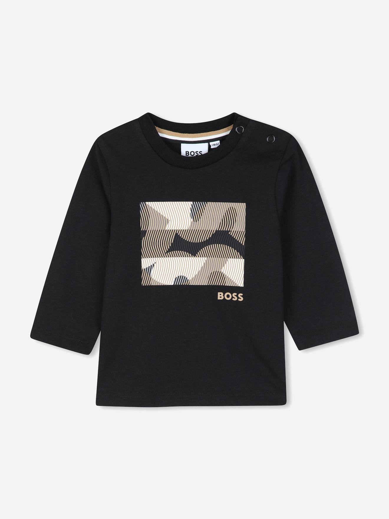 T-shirt Garçon Manches Longues Noir / Beige
