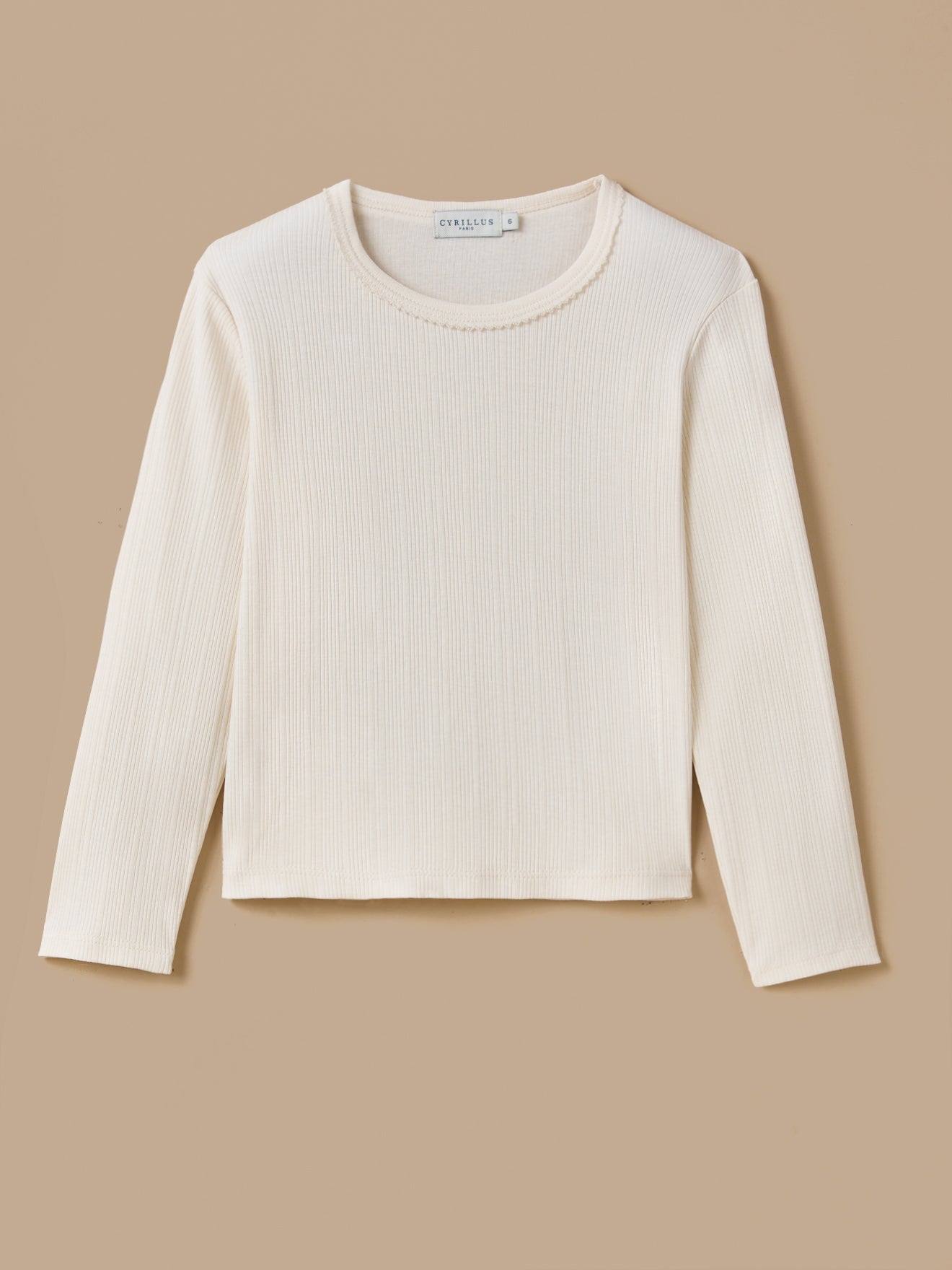T-shirt Manches Longues Fille Ecru