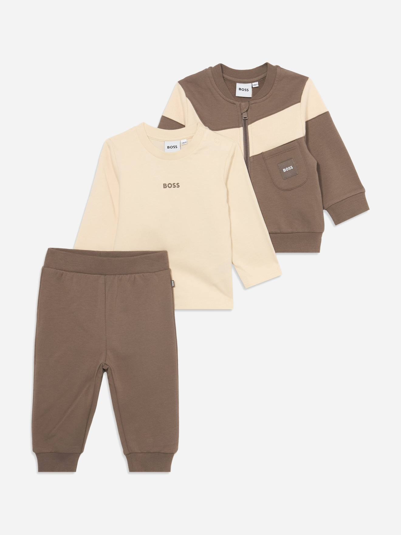 Ensemble Garçon 3 Pièces Marron / Beige