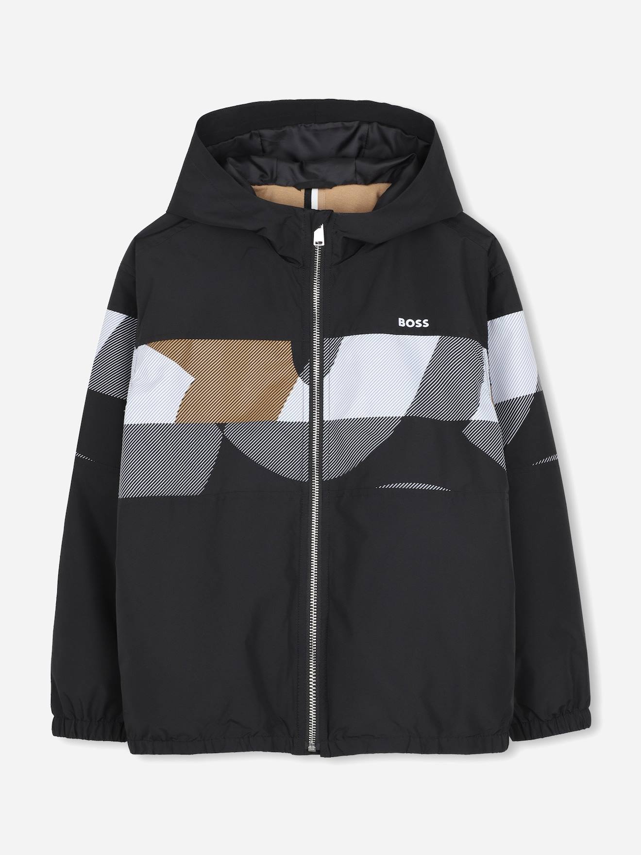 Blouson Garçon Zippé À Capuche Noir