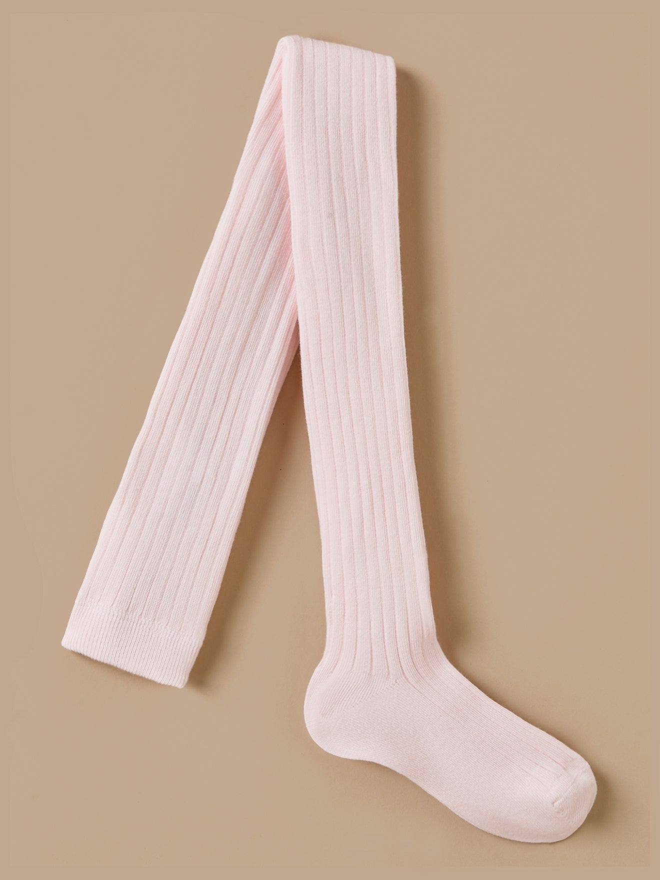 Collants À Côtes Fille Rose Doux