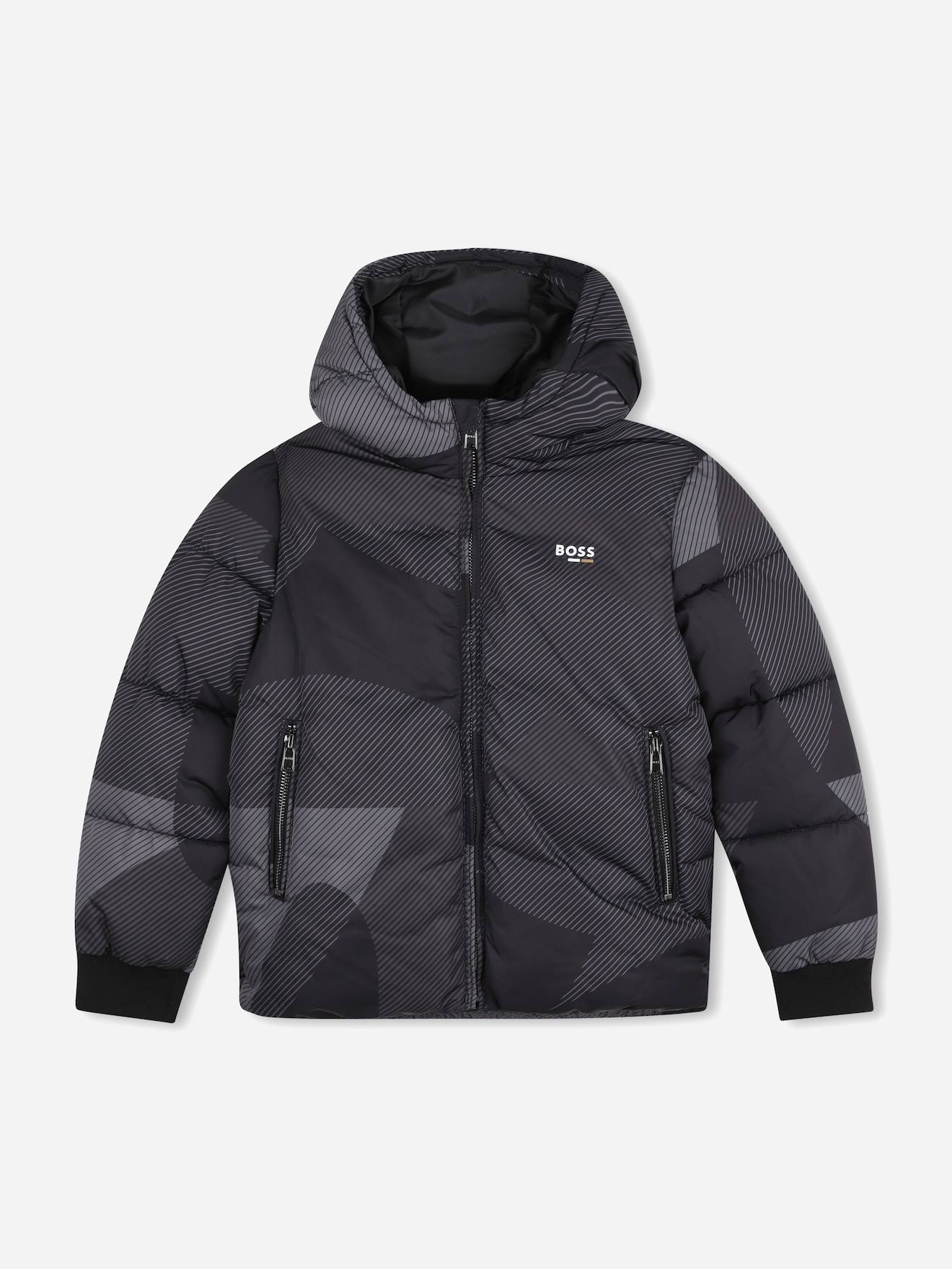 Doudoune Garçon À Capuche Noir / Gris Foncé Doudoune Garçon À Capuche Noir / Gris Foncé