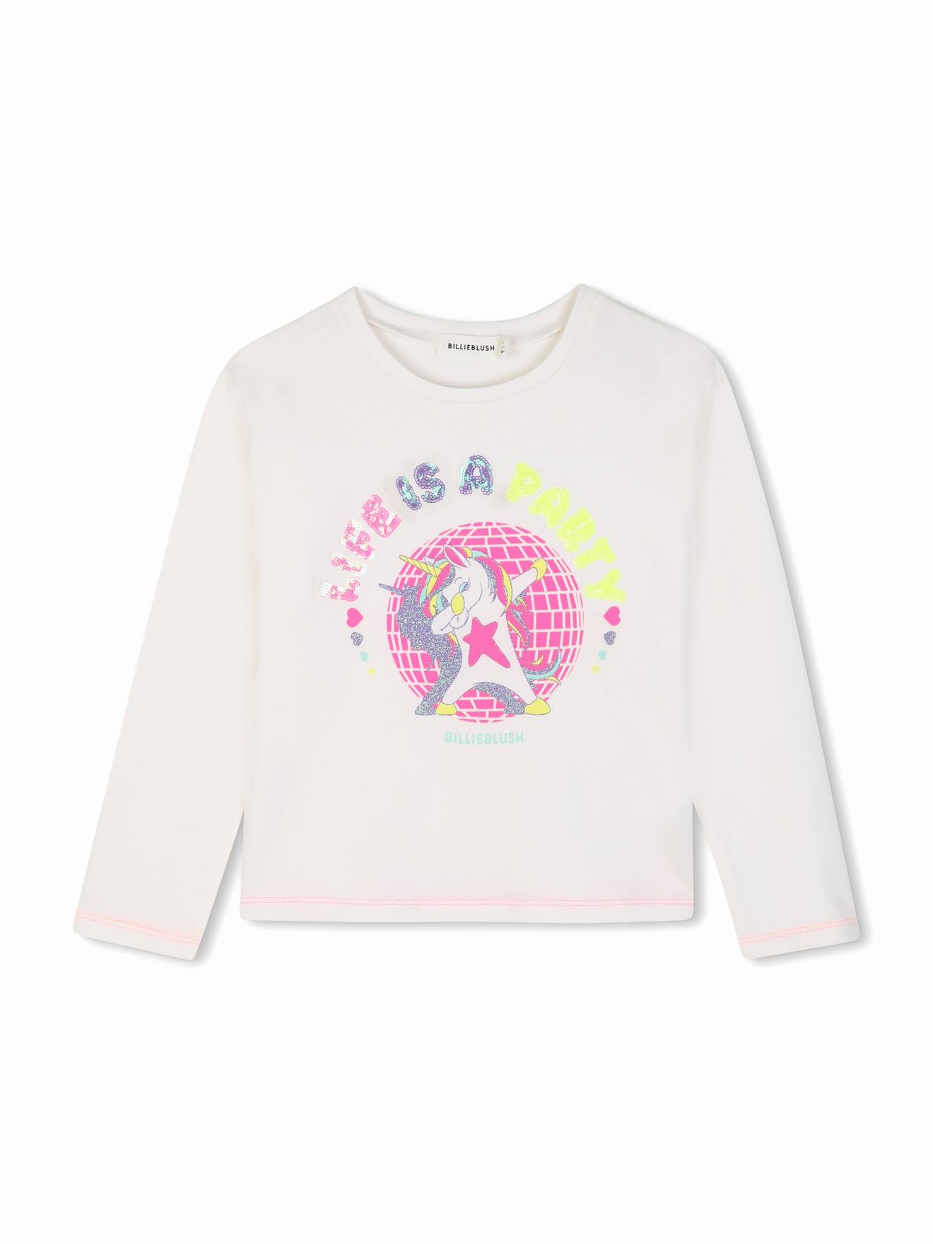 T-shirt Fille Manches Longues Blanc Cassé