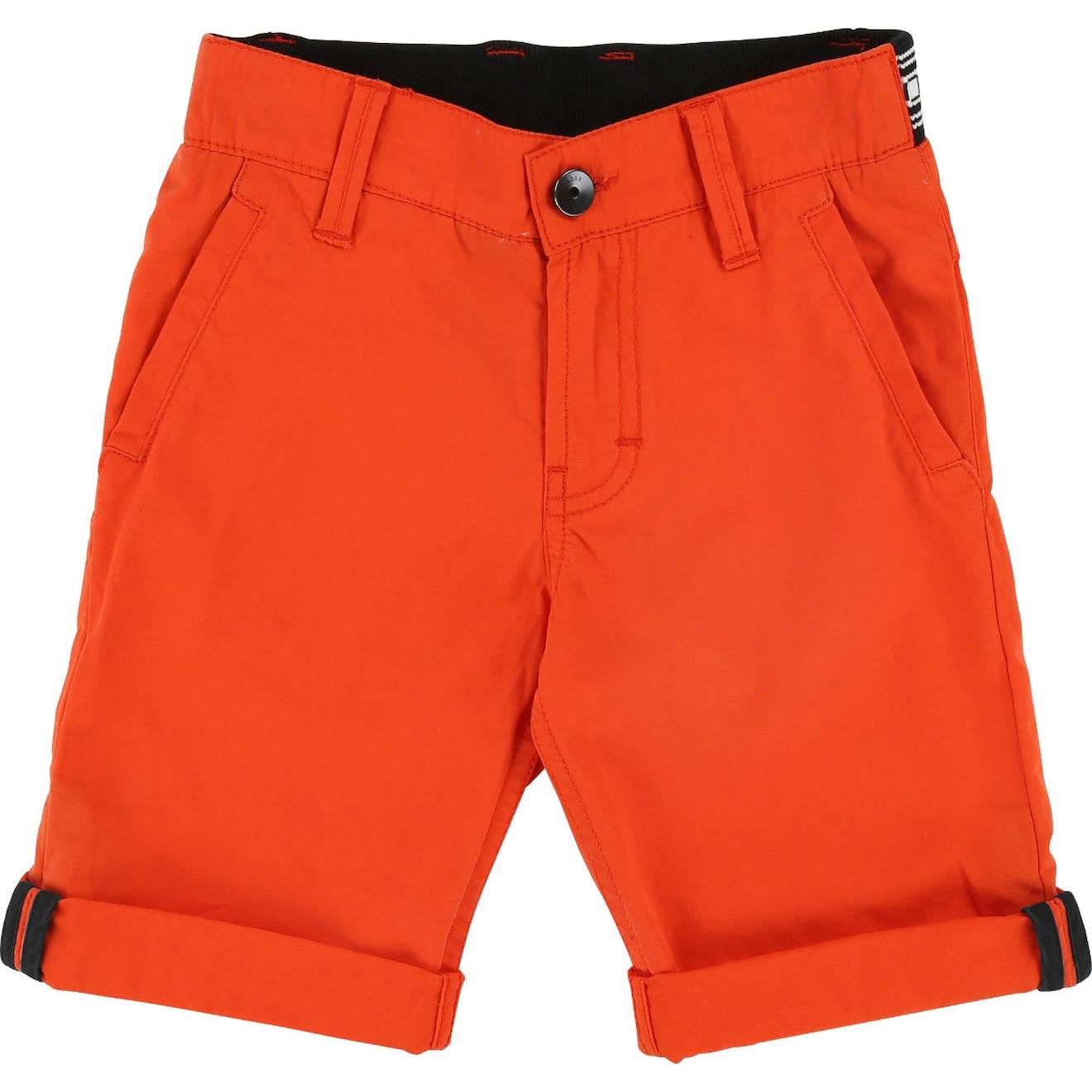 Short Enfant En Coton Orange, Noir. Short Enfant En Coton Orange, Noir.