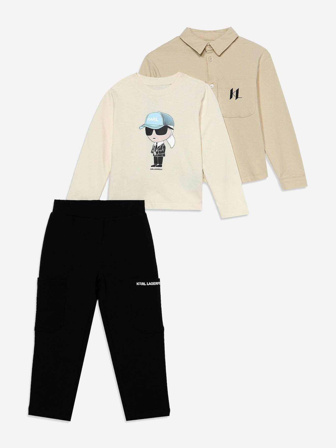 Ensemble Garçon 3 Pièces Beige / Noir